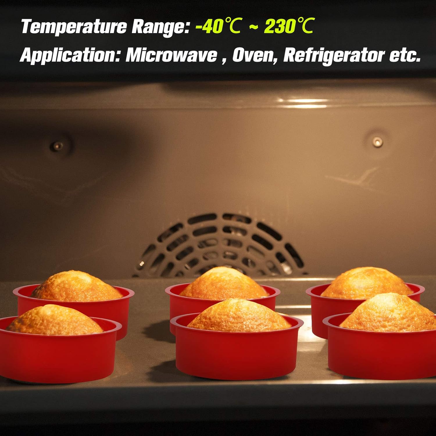6 Pcs Silicone Cake Mould for Baking, 4 Inch Non-Stick Round Cake Pan Cake Tins Bakeware Baking Molds Tins for Mousse Muffin Pudding Cupcake Bread (Red) - Image 7