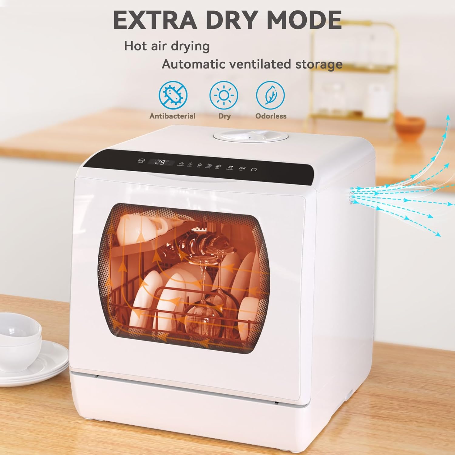 Hermitlux Table Top Dishwasher for 5 Place Settings (5L Tank), Tabletop Dishwasher no Plumbing with 6 Programmes Including 360° Spray Arms | Hot - Air Drying | Energy Class D | No Installation - Image 5