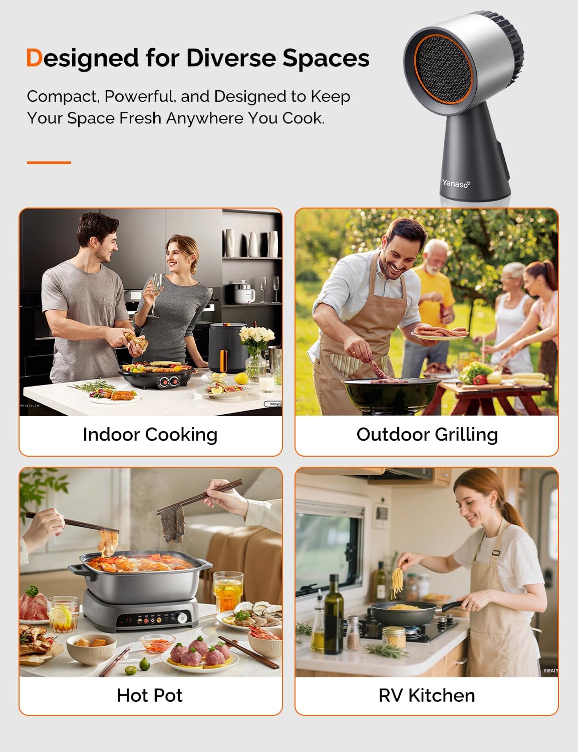 Portable Kitchen Range Hood – Quiet 3-Speed Countertop Exhaust Fan with Dual Carbon Filters, Large Oil Cup, Easy-Clean & Detachable Design, Perfect for Apartments, Dorms & RVs, White - Image 8