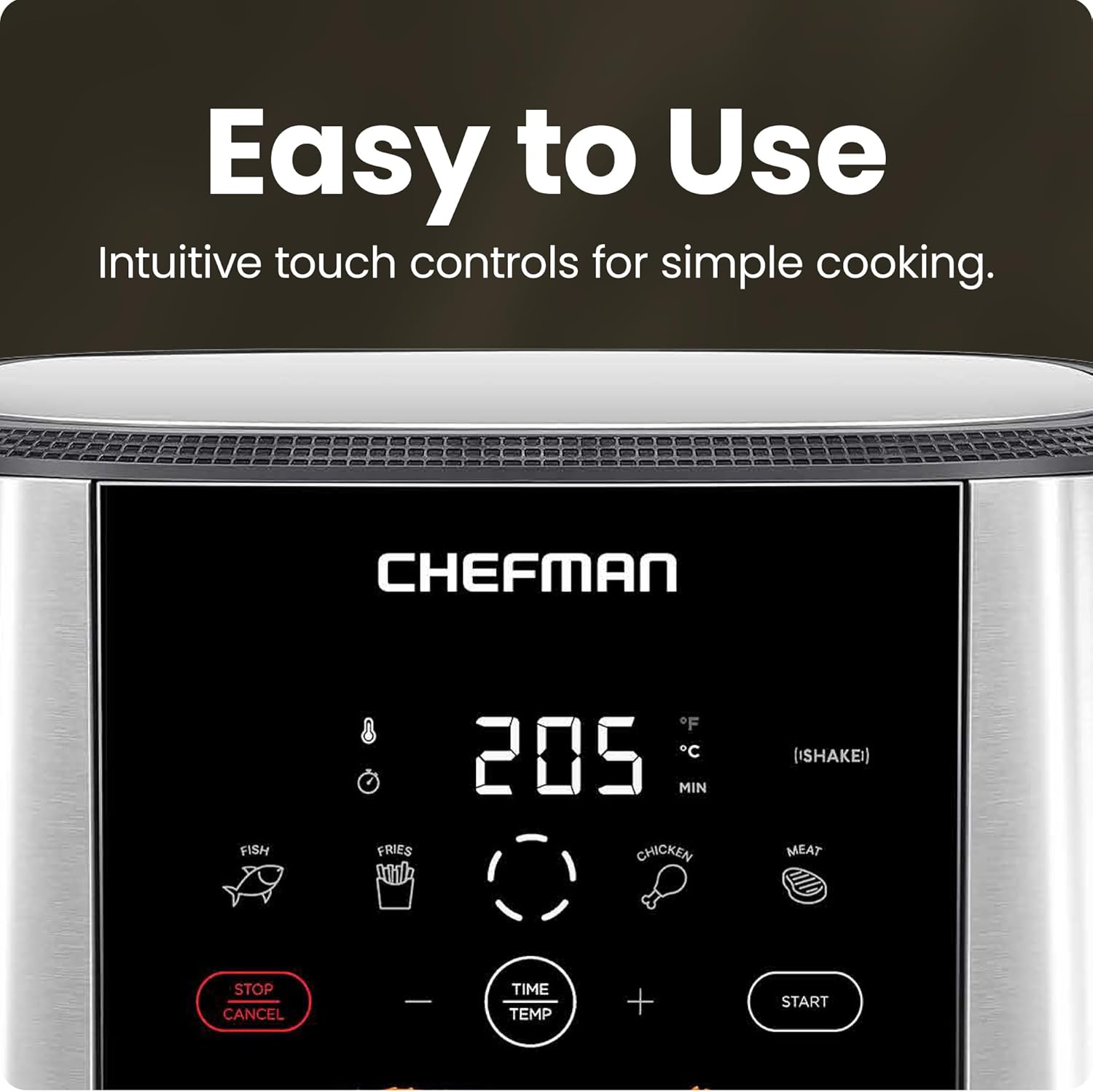 Chefman TurboFry® Touch Air Fryer, XL 7.5 Litre Family Size, 1800W Power, 4 Presets, Uses No Oil, Nonstick Dishwasher-Safe Parts, Automatic Shutoff, Stainless Steel, Uk - Image 5