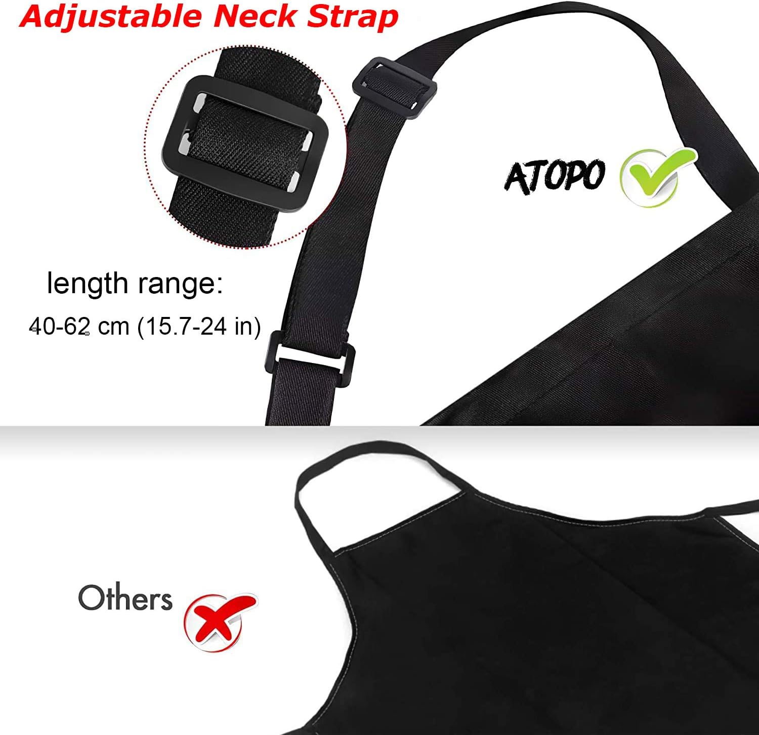 4 Pack Chef Aprons, Black Apron with 2 Pockets, Waterproof Adjustable Apron for Men, Women, Professional Kitchen Apron for Kitchen, Gardening, Restaurant, Barbecue, Coffee - Image 4