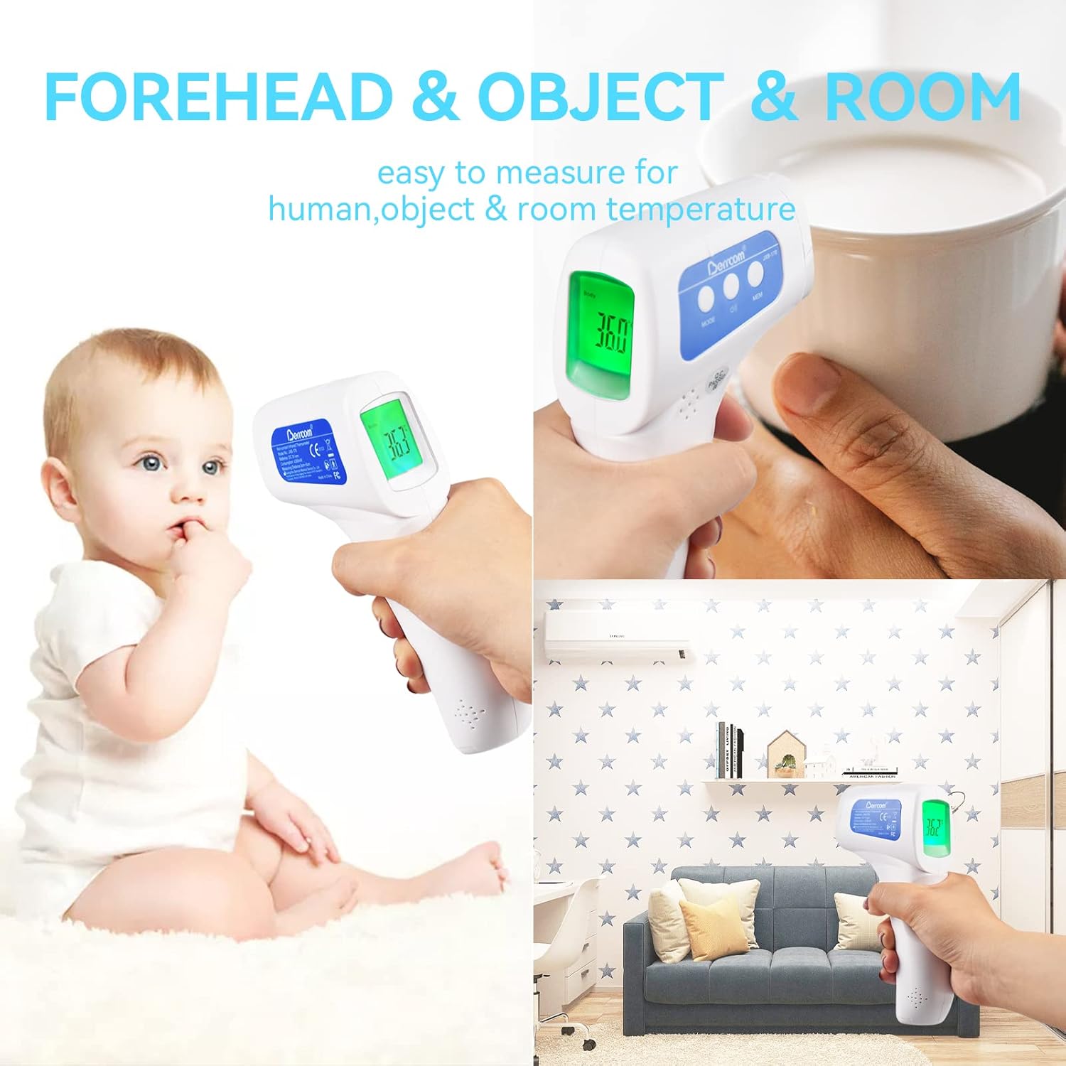 Berrcom Forehead Digital Thermometer for Adults and Children Non Contact Medical Baby Infrared Digital Thermometer with Instant Reading, Fever Alarm - Image 4