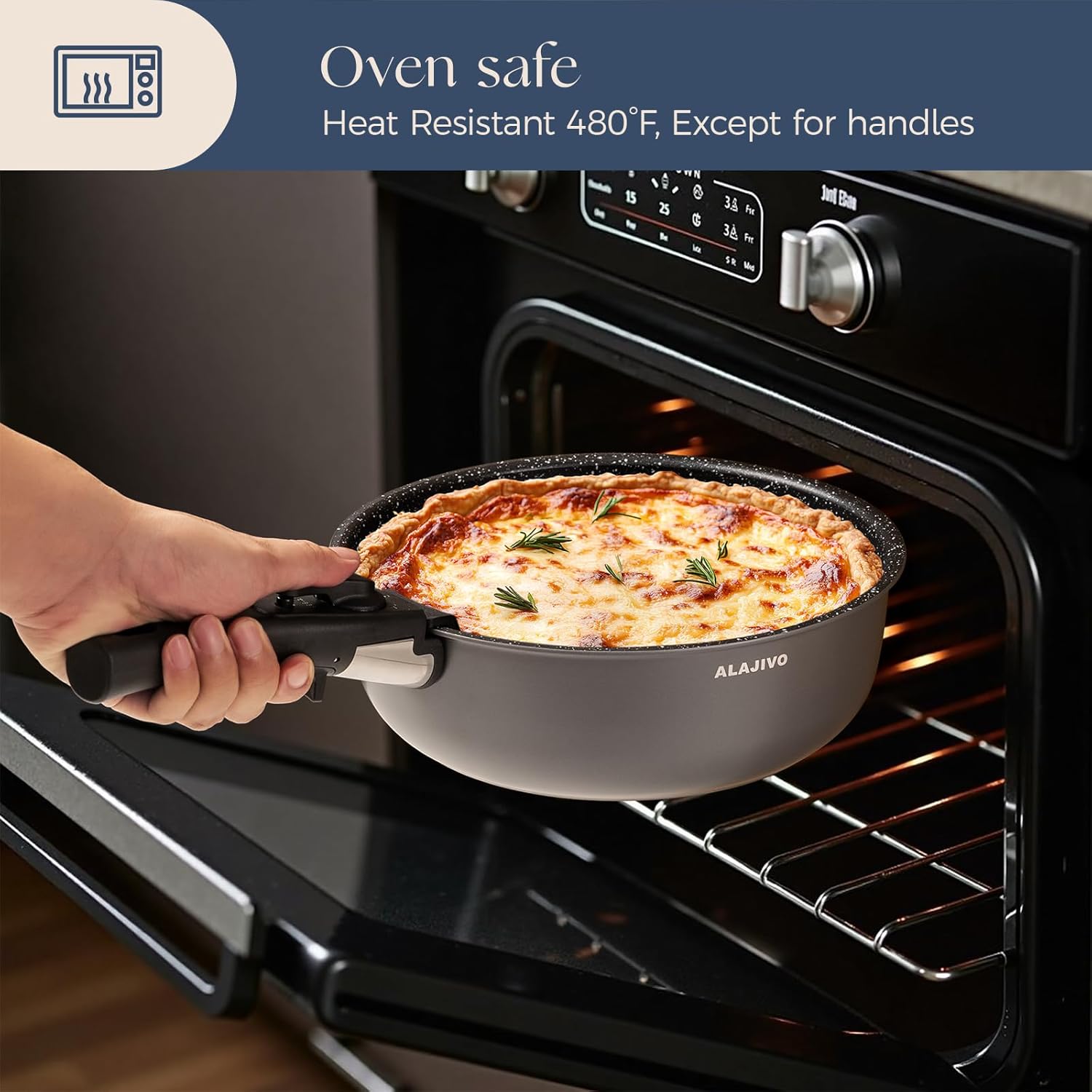 Non Stick Pots and Pans Set 17 Piece, Induction Hob Pan Set, Nonstick Removable Handle Kitchen Cookware Sets, Pot Set, Frying Pans Sets, Saucepan Sets with Lids - Image 6