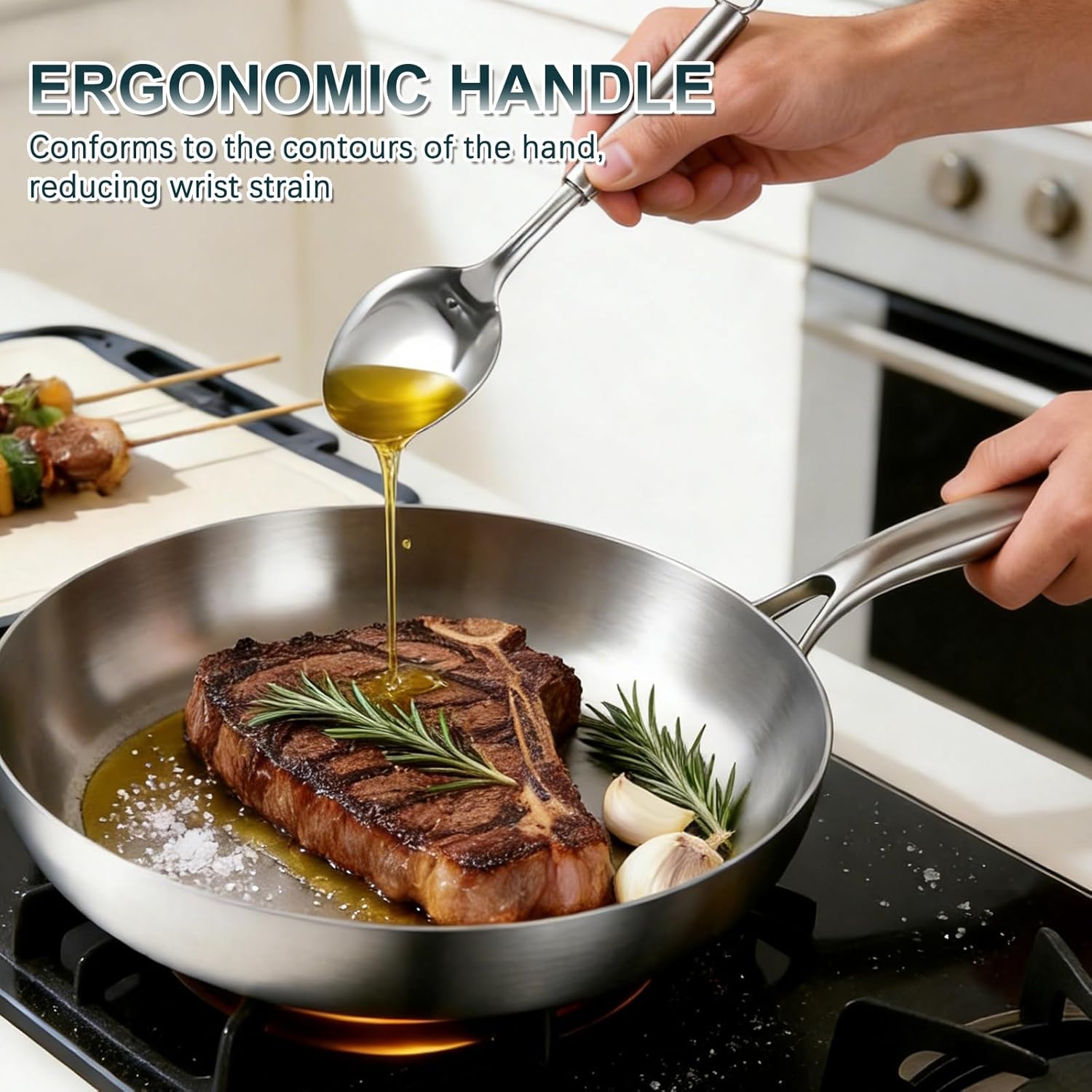 20P Stainless Steel Pots and Pans Set -3 Ply 30 cm Frying pan - 18/20 cm Saucepans & 22/26 cm Casserole with Steamer, Dishwasher Safe, Non Stick Induction Hob Cookware Set - Image 4