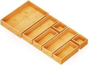 SpaceAid 7-Piece Bamboo Drawer Orga...