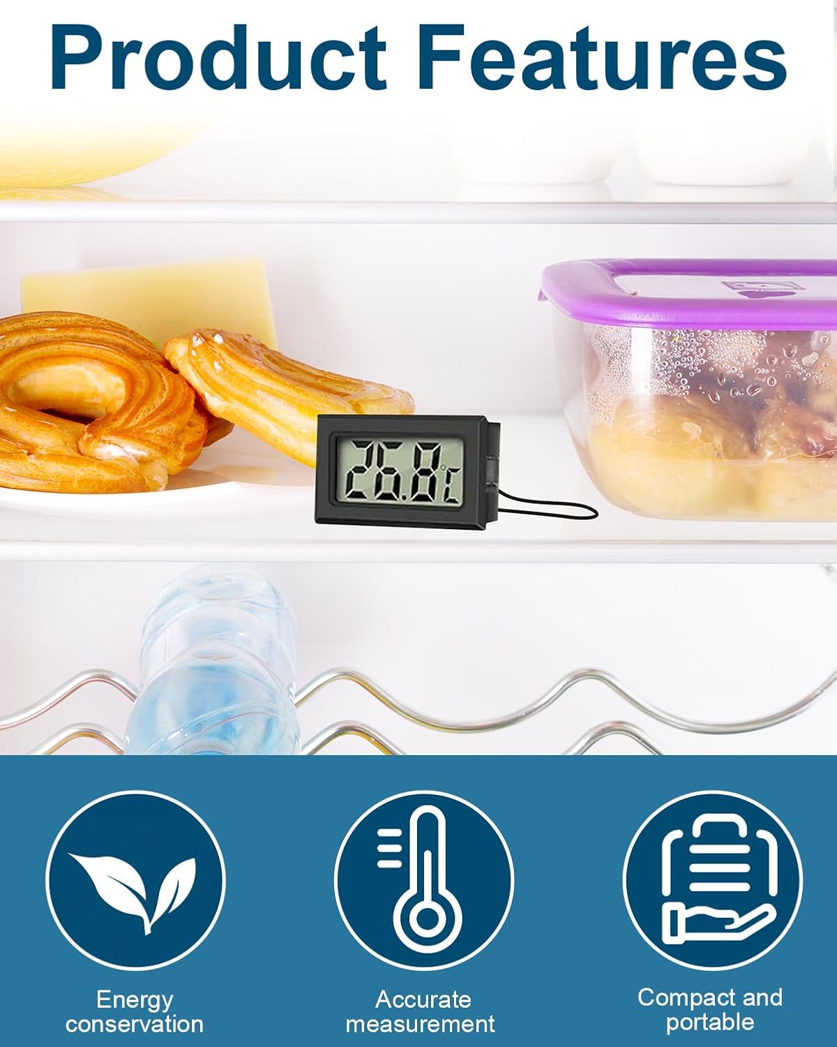 4 Pack Digital Thermometer with External Probe LCD Indicator Temperature Monitor Sensor for Kitchen Home Fridge Freezer Aquarium Refrigerator Cold Storage Black (-50°C to 110°C) - Image 4