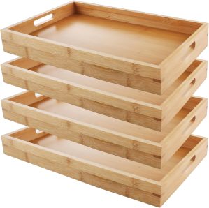 JMIATRY Wooden Tray Set of 4, 15...
