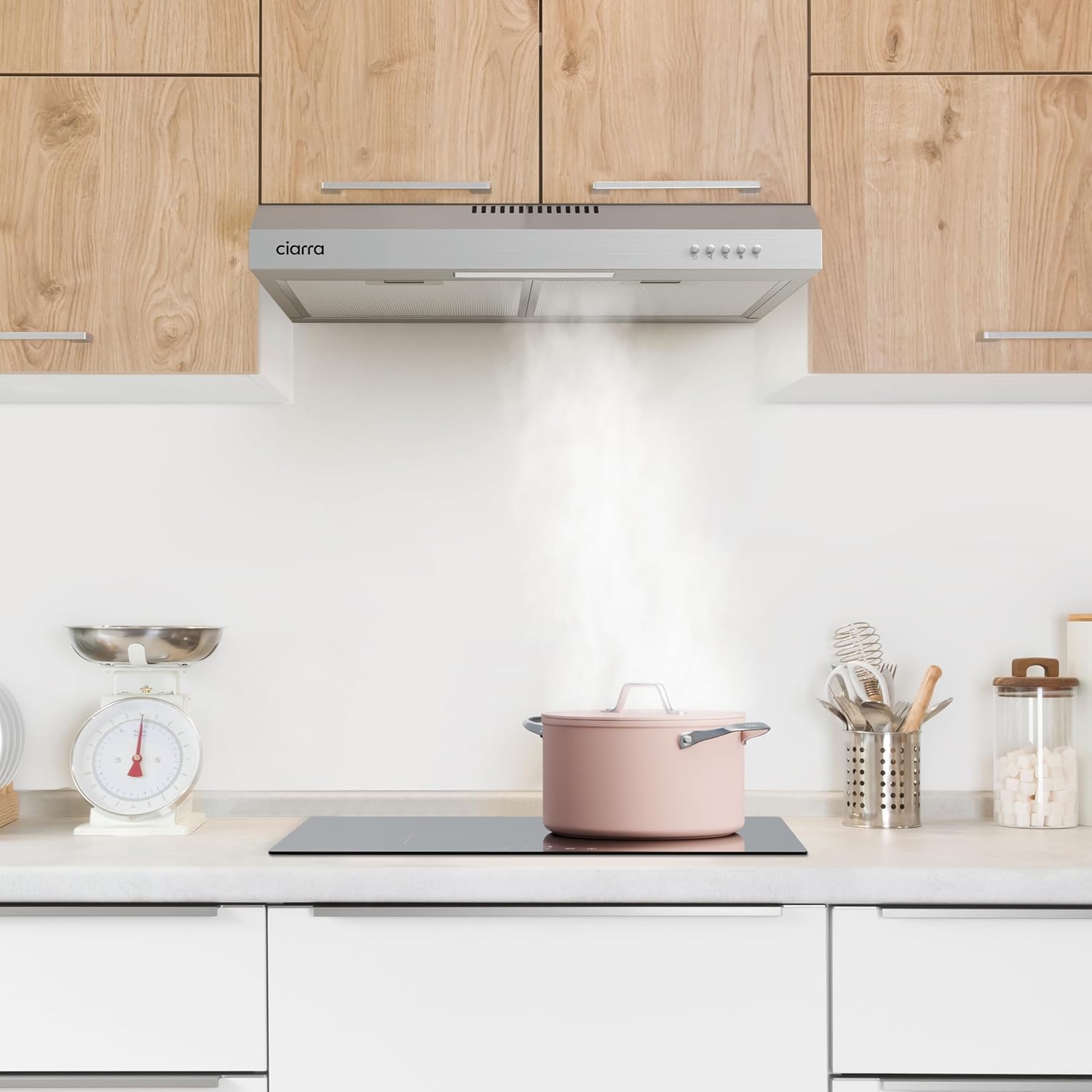 CIARRA AWS6903D 60cm Visor Cooker Hood Undercabinet Hoods Wall Mounted Kitchen Extractor Fan 600mm Top Vented Range Hood - Image 2