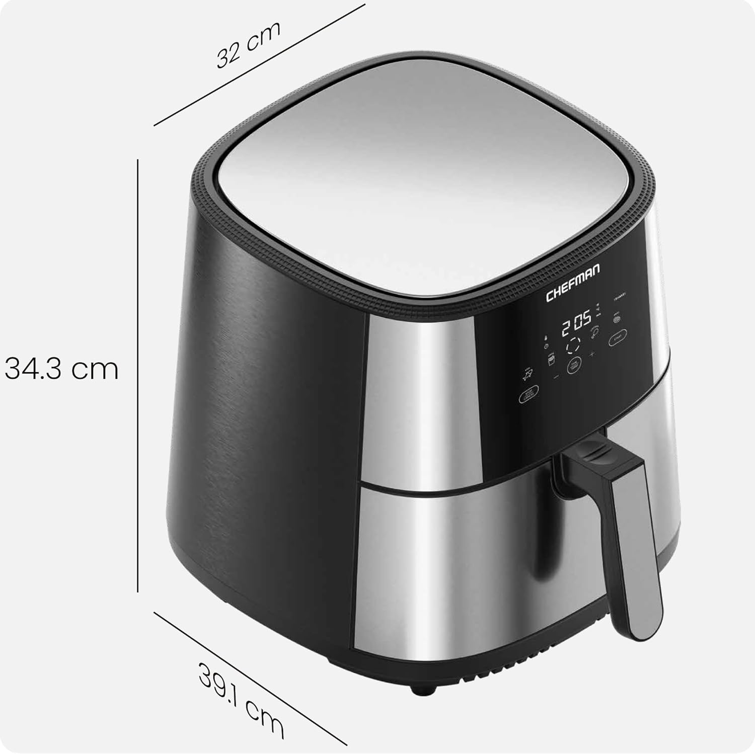 Chefman TurboFry® Touch Air Fryer, XL 7.5 Litre Family Size, 1800W Power, 4 Presets, Uses No Oil, Nonstick Dishwasher-Safe Parts, Automatic Shutoff, Stainless Steel, Uk - Image 8