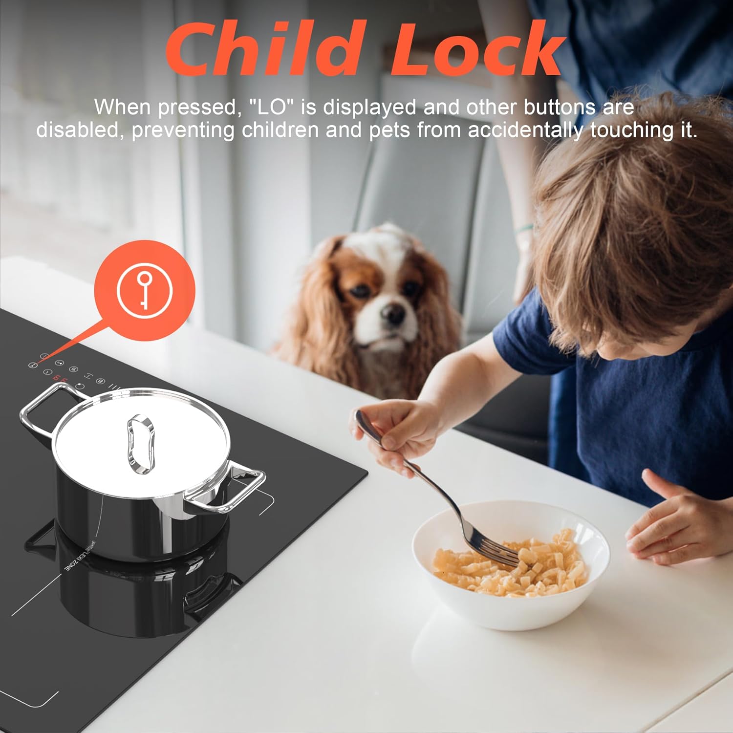 Karinear Flex Induction Hob with 99 Min Timer Safe Lock Black,4 Ring Built in Induction Hob 30cm with 13amp Plug(2800W) - Image 8