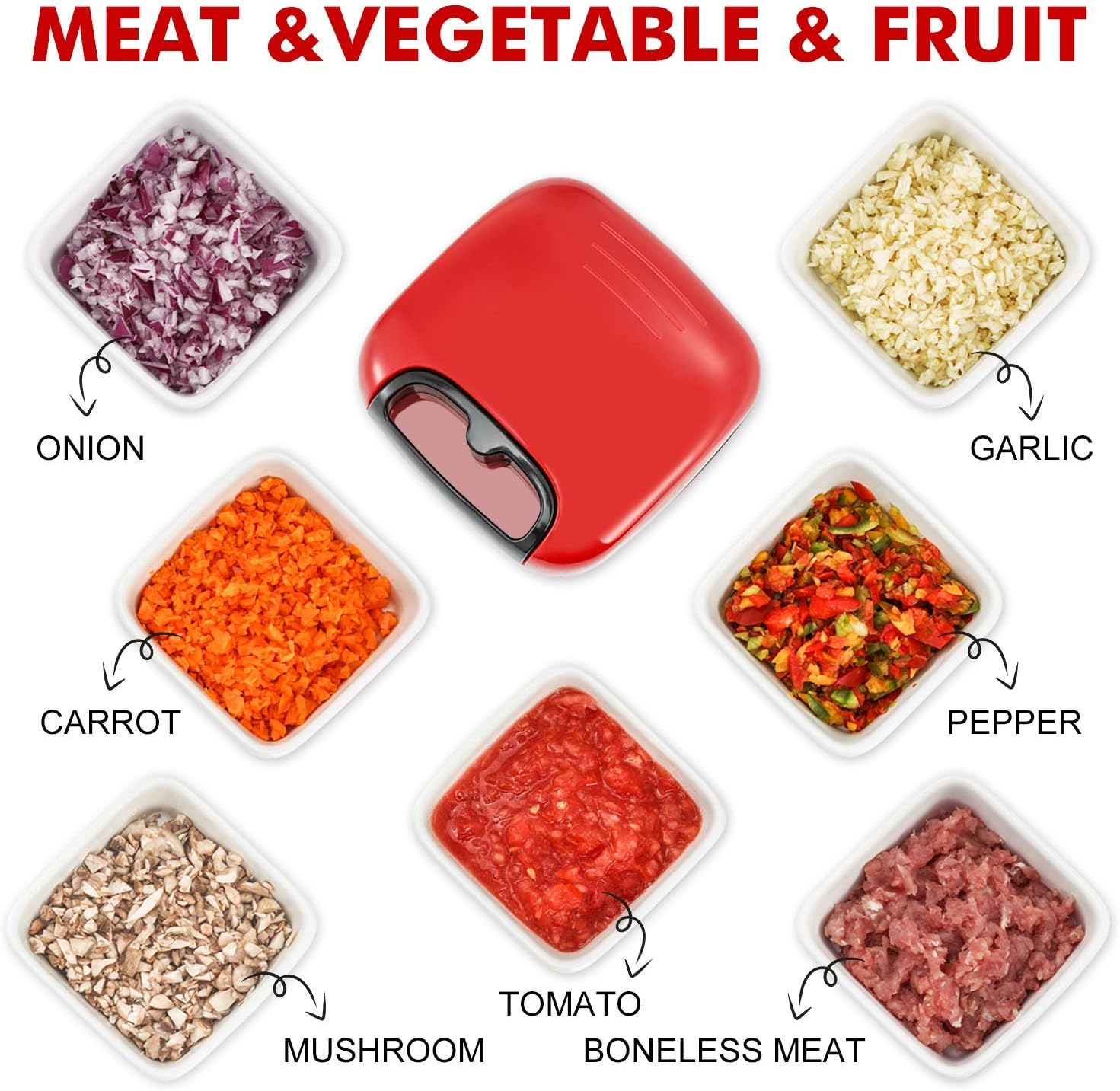 Manual Pull Food Chopper, Hand Pull String Onion Chopper Dicer for Kitchen, Easy Cleaning food Chopper for Vegetables, Fruits (500 ML) - Image 6
