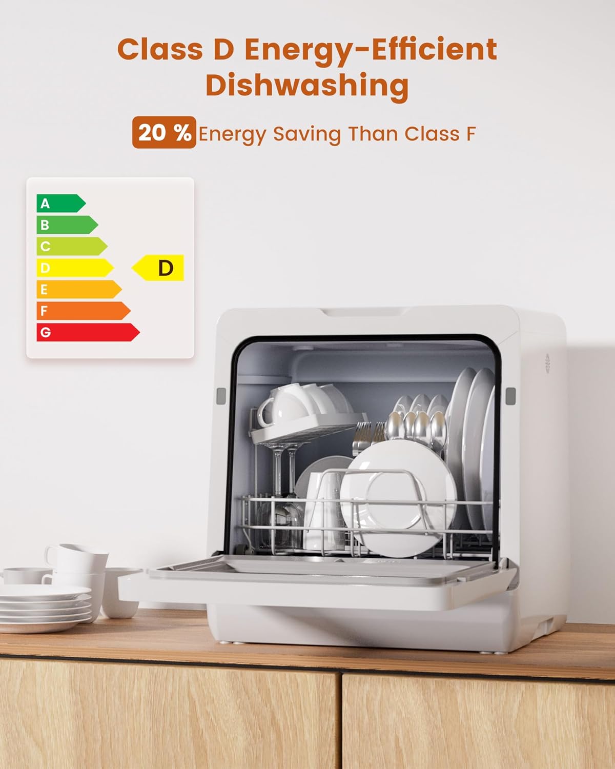HAVA 2025 NEW Upgraded Table Top Dishwasher with Water Softener and Enhanced Energy Efficiency, Portable Dishwasher with 8 Wash Programs, Child Lock & Delayed Start Function, No Installation Needed - Image 2