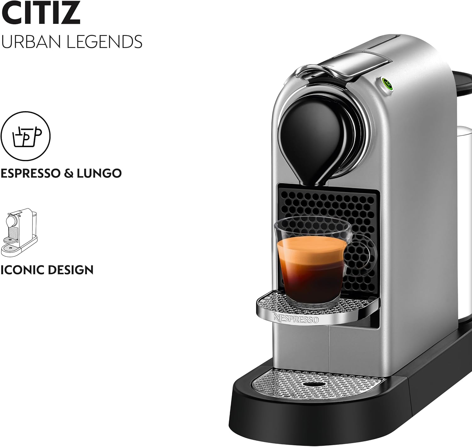 Nespresso Citiz Automatic Pod coffee machine for Americano, Decaf, Espresso by Krups in Silver - Image 3