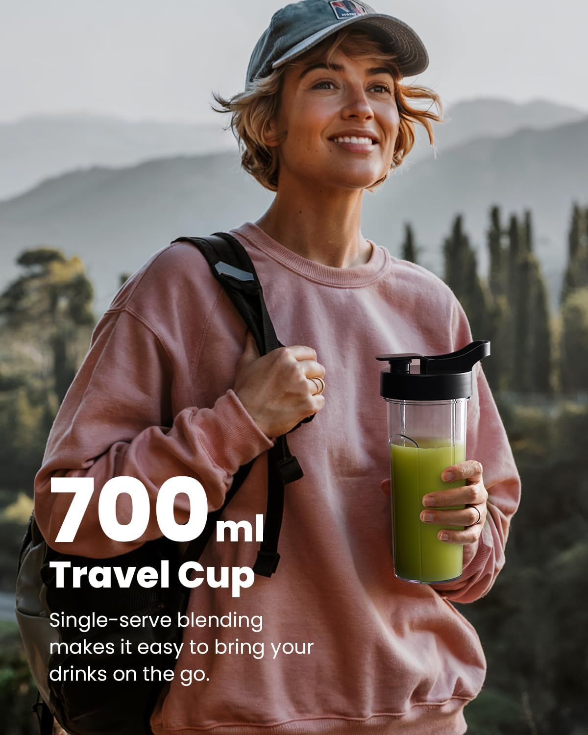 SHARDOR Blender for Kitchen, Max1400W Professional Smoothie Blender with 1.5L Glass Jar & 700ml To-Go Cup Combo,5 Intelligent Program, Ice Crush & Frozen Fruit, Smoothies, Milkshakes,Black - Image 6
