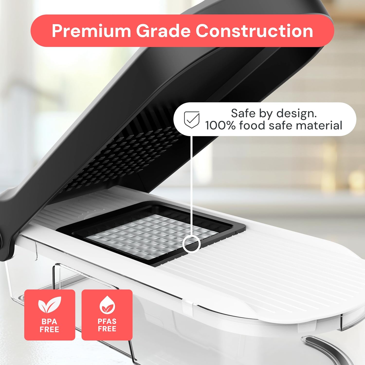 Fullstar Vegetable Chopper & Mandoline Slicer - Julienne Cutter Dicer Grater for Food Veg Onion Cucumber Tomato Salad Potato Cheese - Kitchen Gadgets & Accessories (Compact 6-in-1, White) - Image 5