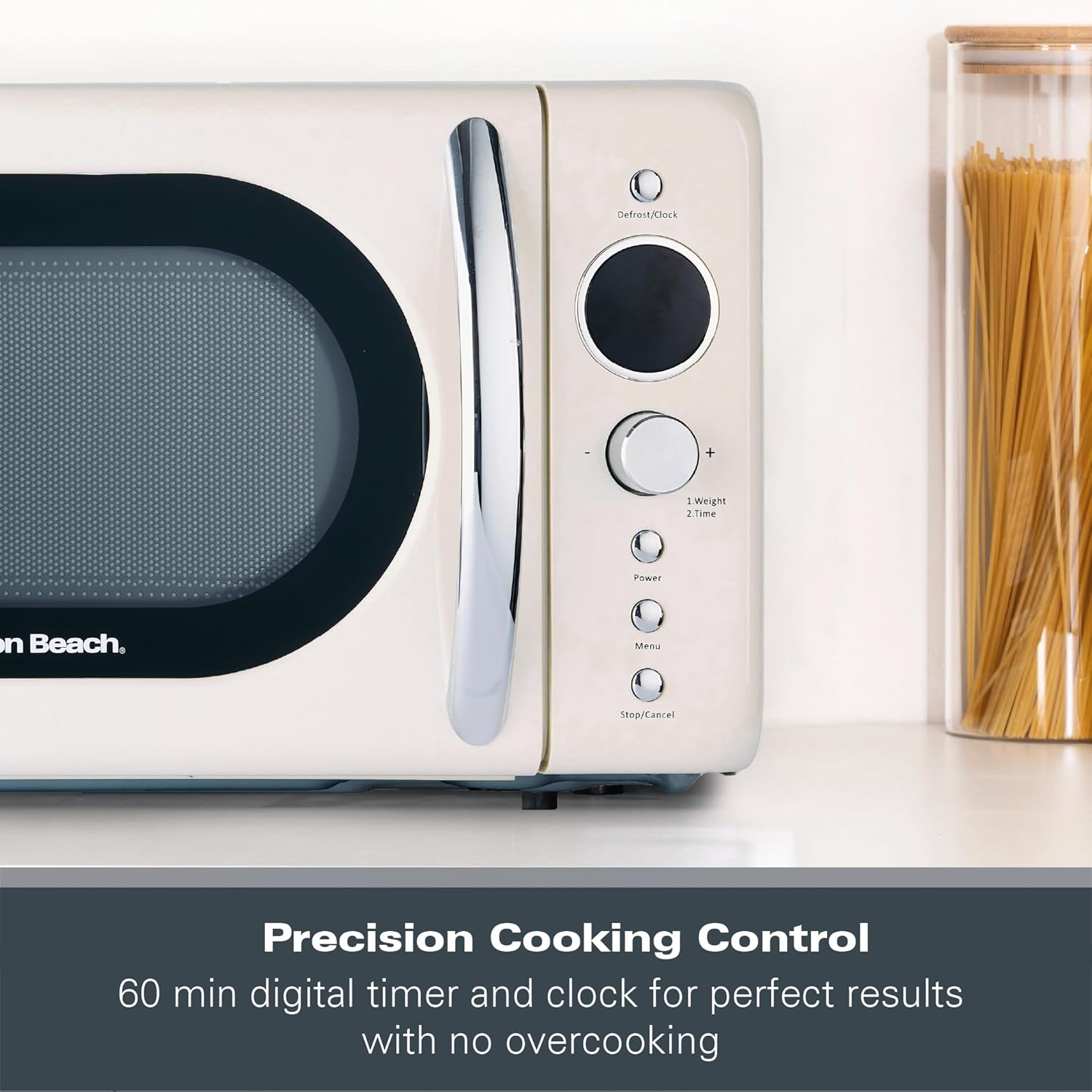 Hamilton Beach 20L Retro Microwave, Compact, 8 Presets, 60 Min Timer, Express Cooking, Child Lock, LED Display, Defrost, 700W - HB70H20C, Cream - Image 7