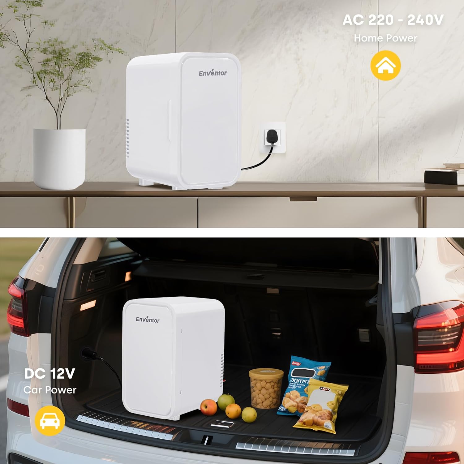 Enventor Mini Fridge 6 Litre/ 8 Can, AC+12V DC Power, Portable Cooler & Warmer, Small Fridge for Bedrooms, Car, Skincare, Fruit and Drinks, White - Image 5