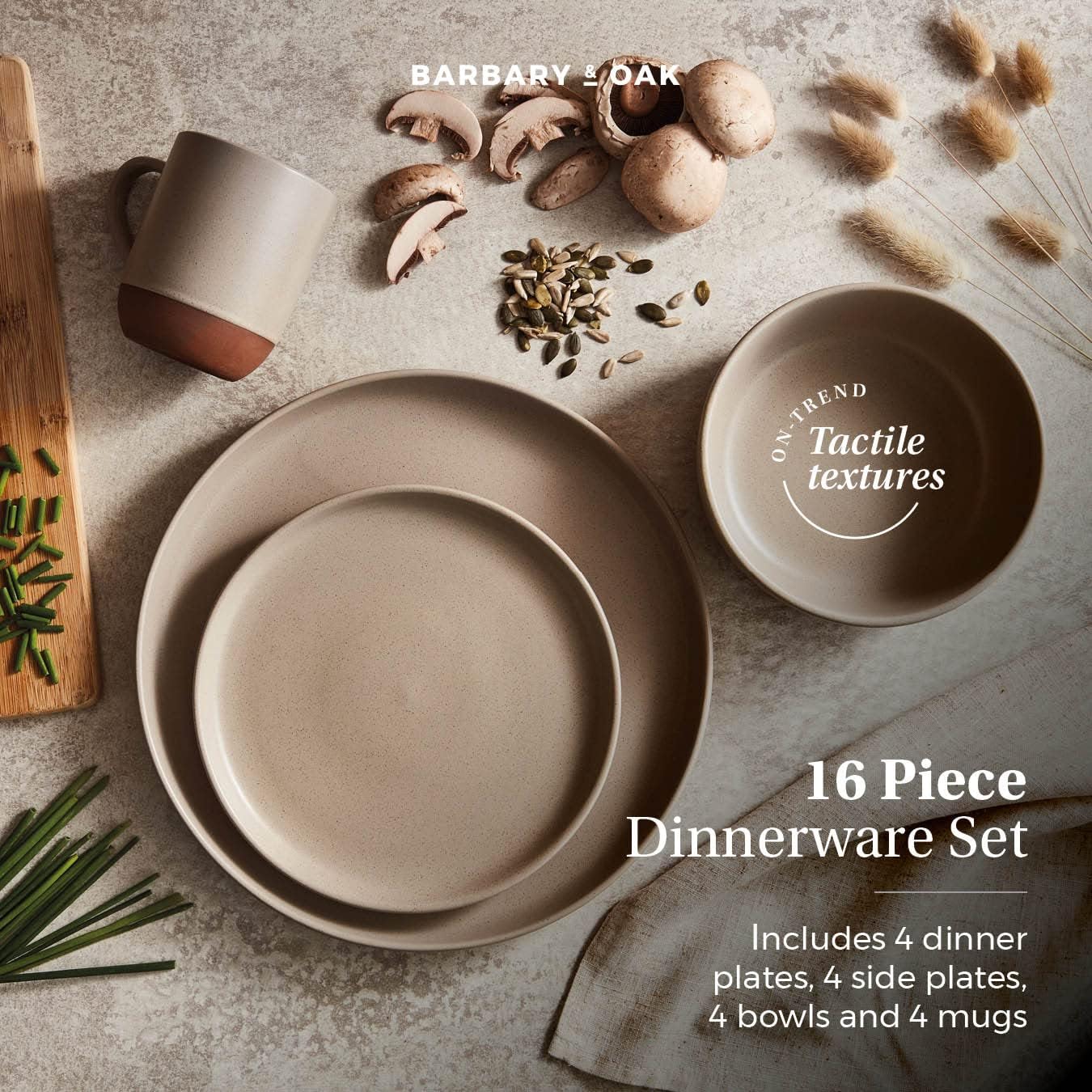 Barbary & Oak BO867014STN Verona 16-Piece Dinnerware Set, Crafted In Terracotta, Stone - Image 3