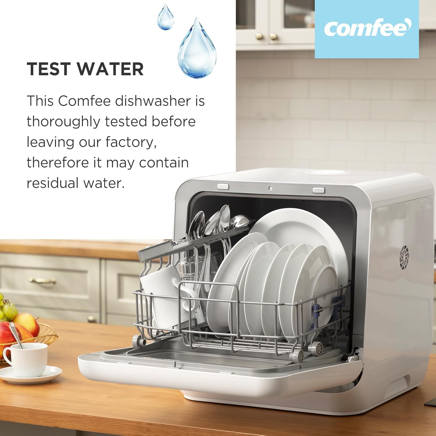 COMFEE‘ Table Top Dishwasher, Mini Countertop Dishwasher with 6+3 Programs, Steam Wash, Baby Care & Fruit Wash, No plumbing, Delay Start, 72H Storage, Perfect for Singles or Couples - Image 12