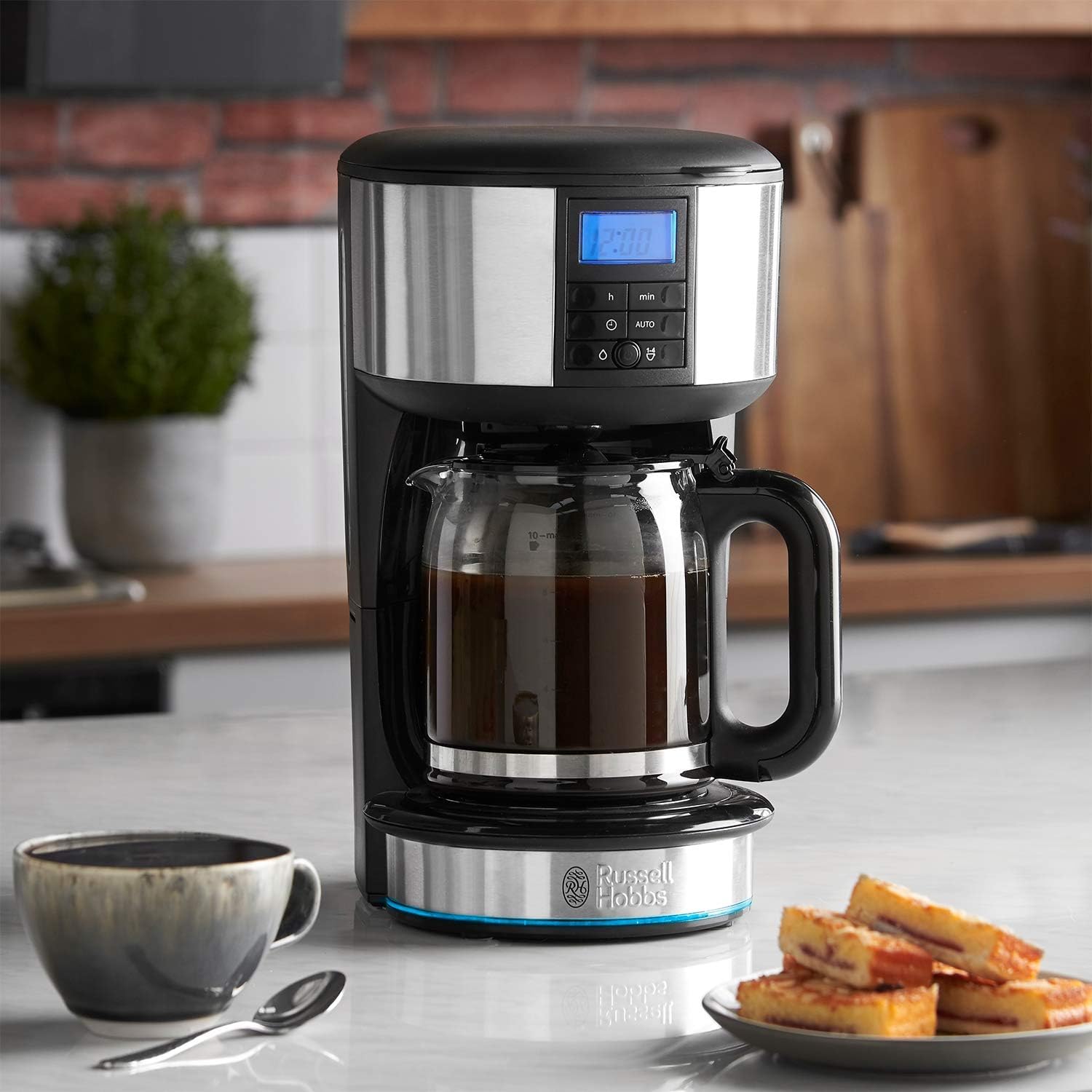 Russell Hobbs Buckingham Filter Coffee Machine, 1.25L Carafe/10 Cups, 1-4 Cup Brewing Option, Fast Brew, 24hr Timer, 40min Keep Warm, Pause & Pour, Washable Filter, Auto Clean, 1000W, 20680 - Image 2