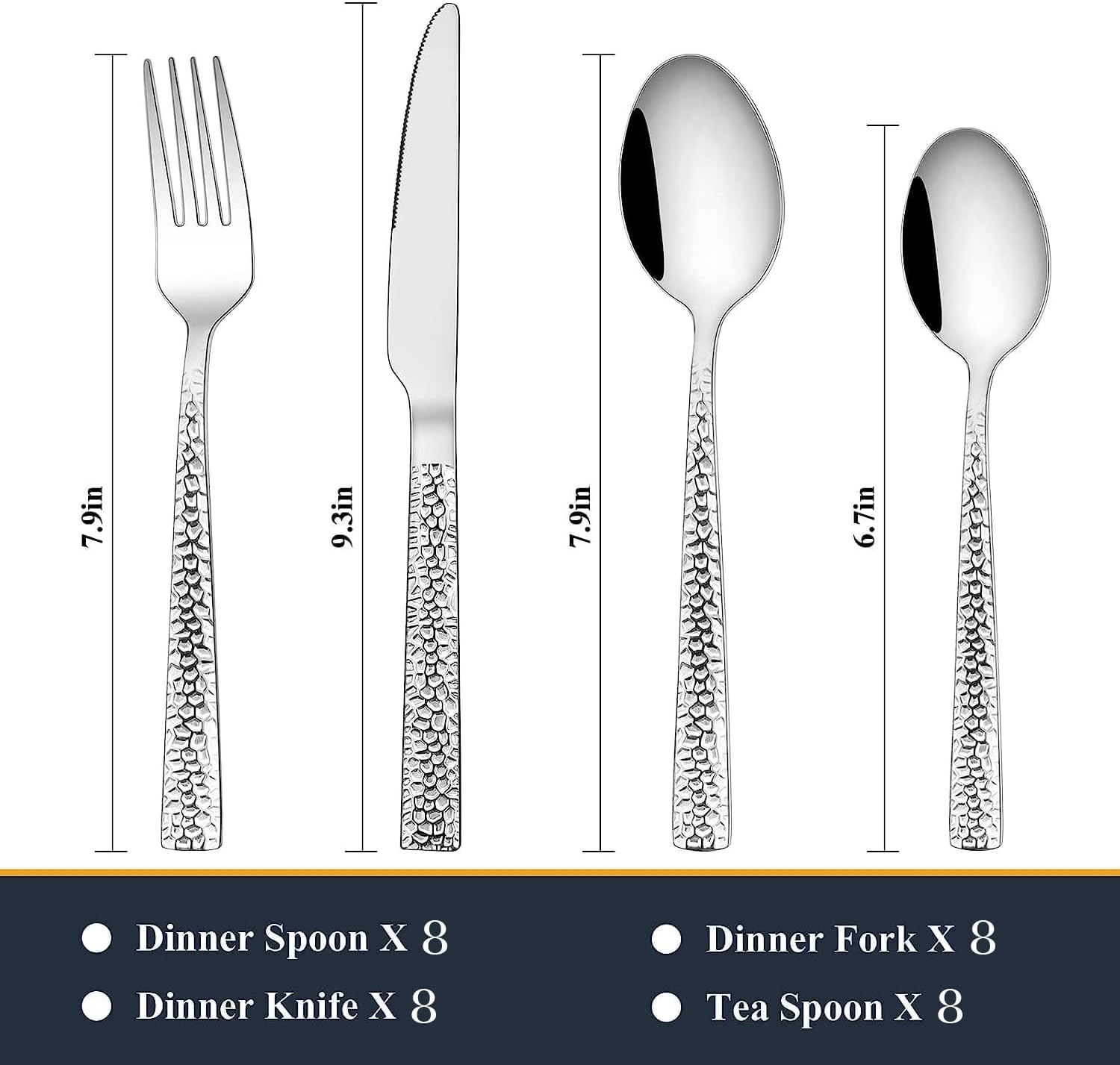 32PCS Silverware Set, Heavy Duty Stainless Steel Flatware Set for 8, Food-Grade Tableware Cutlery Set, Utensil Sets for Home Restaurant, Mirror Finish, Dishwasher Safe - Image 2
