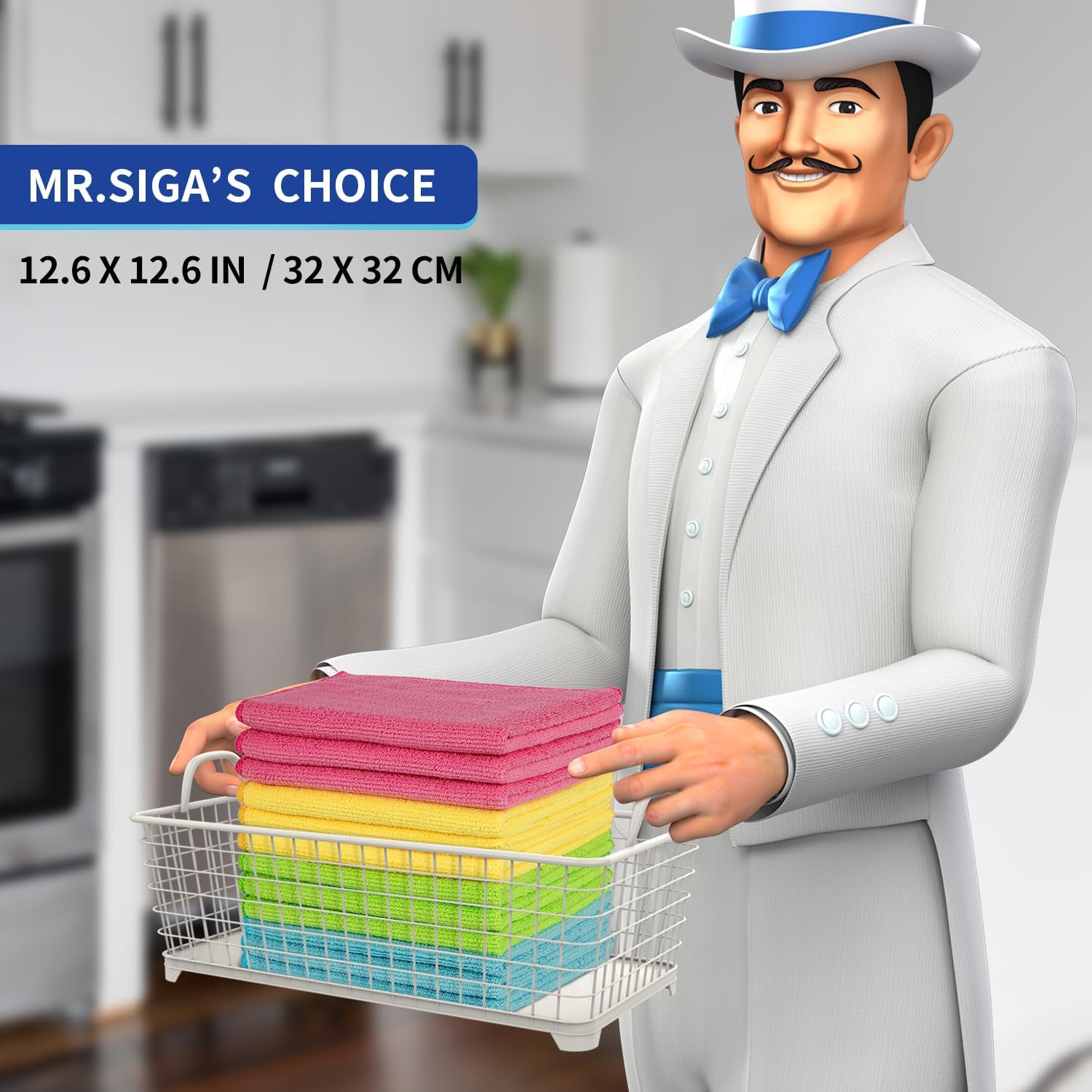 MR.SIGA Microfiber Cleaning Cloth,Pack of 12, Size:32 x 32 cm - Image 2