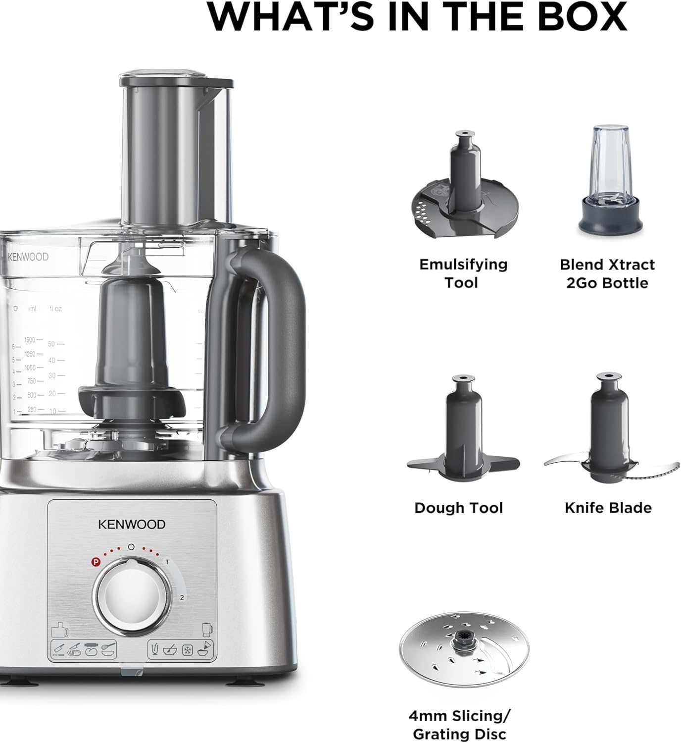 Kenwood FDP65.180SI 2 in 1 Food Processor Multipro Express, Silver, 3 Litre Bowl - Image 7