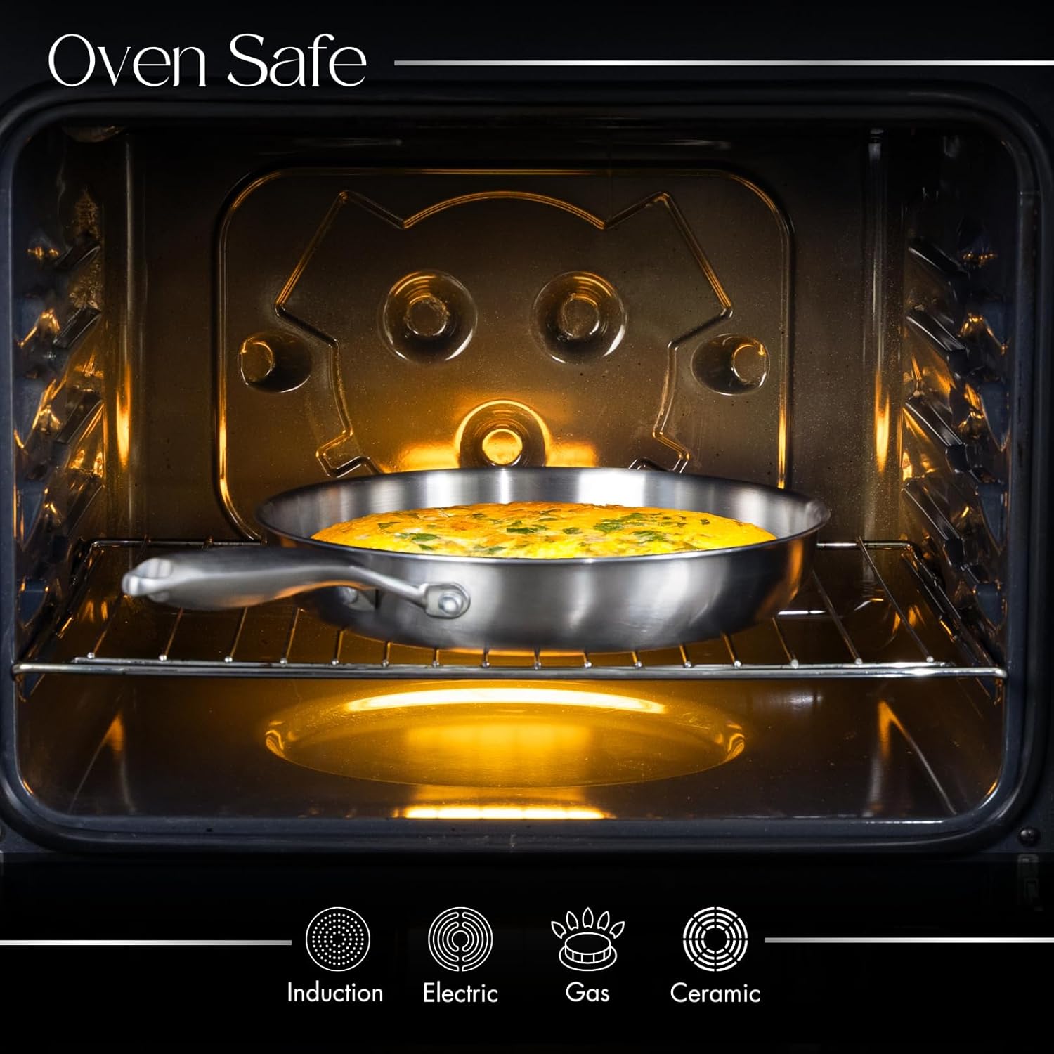 nuovva Stainless Steel Frying Pan Set – 2pcs Induction Hob Pan Set – Naturally Non-Stick Tri-Ply Stainless Steel – 20cm & 28cm Cooking Pans - Image 4