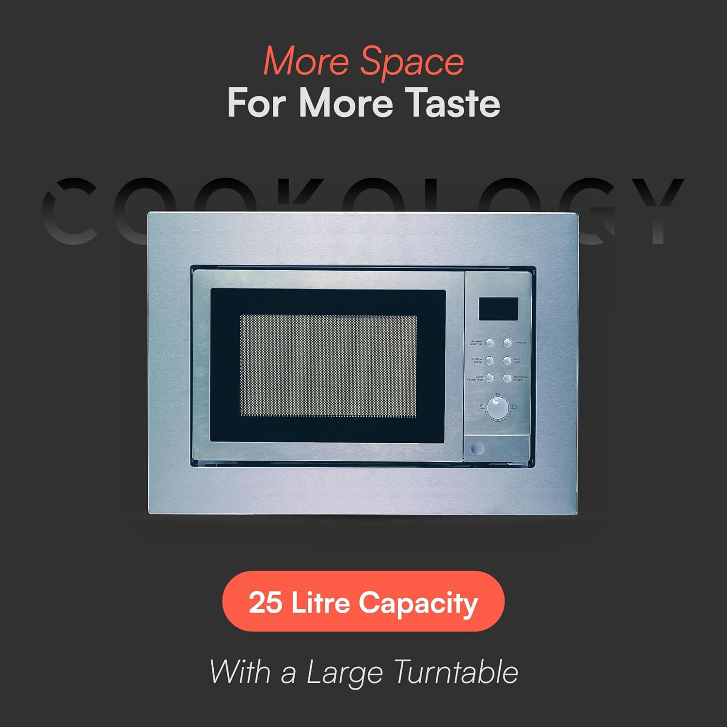 Cookology BIM25LWO Integrated Microwave and Grill in Silver - Compact 25 Litre Capacity - 900W - Built-in Microwave 60cm - 10 Auto Cooking Presets - Child Lock - Image 5