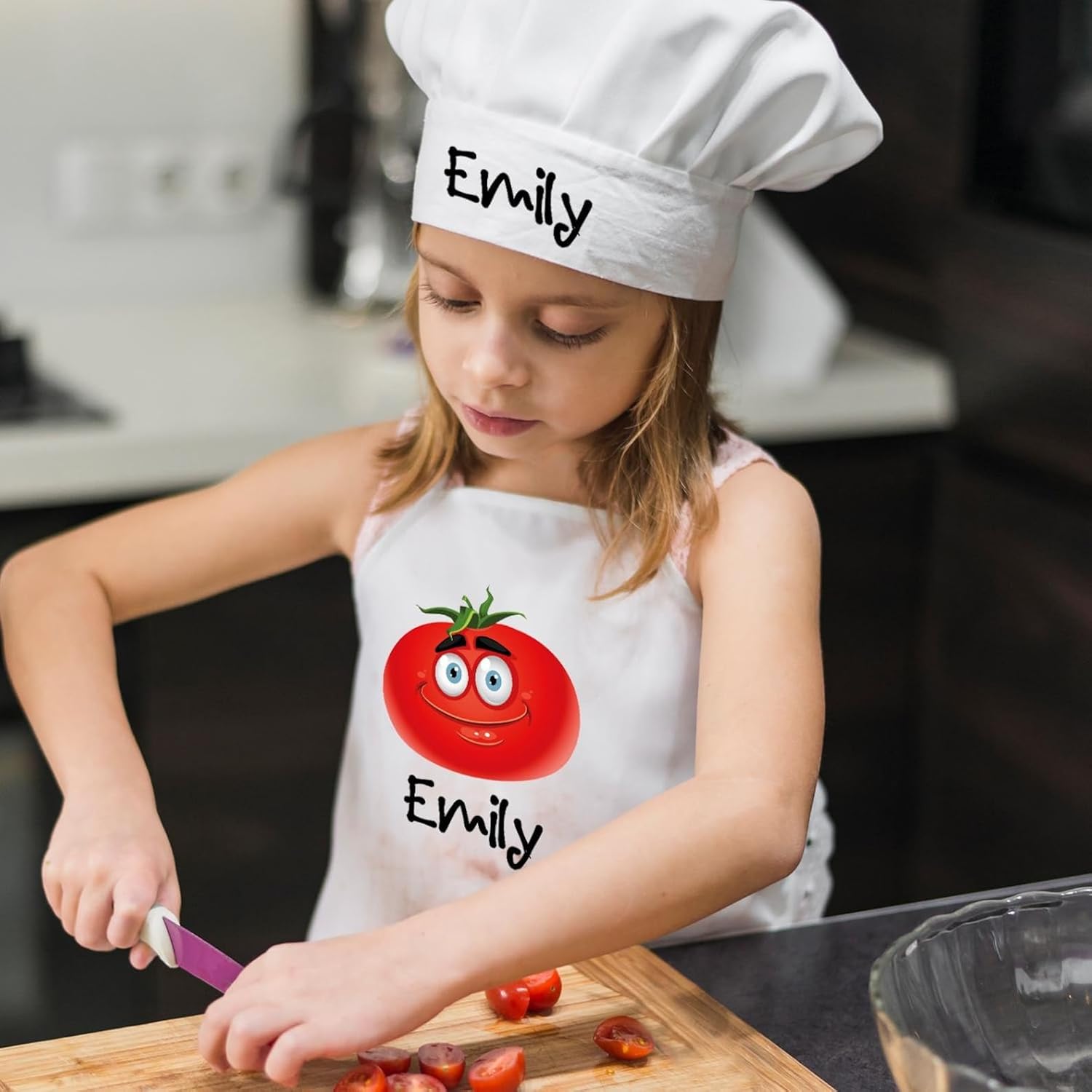 Customise Kids Apron and Chef Hat Personalized Child Apron with Name Custom Kids Apron and Chef Hat Adjustable Cooking Baking Kitchen Painting Boys Girls Gift - Image 3
