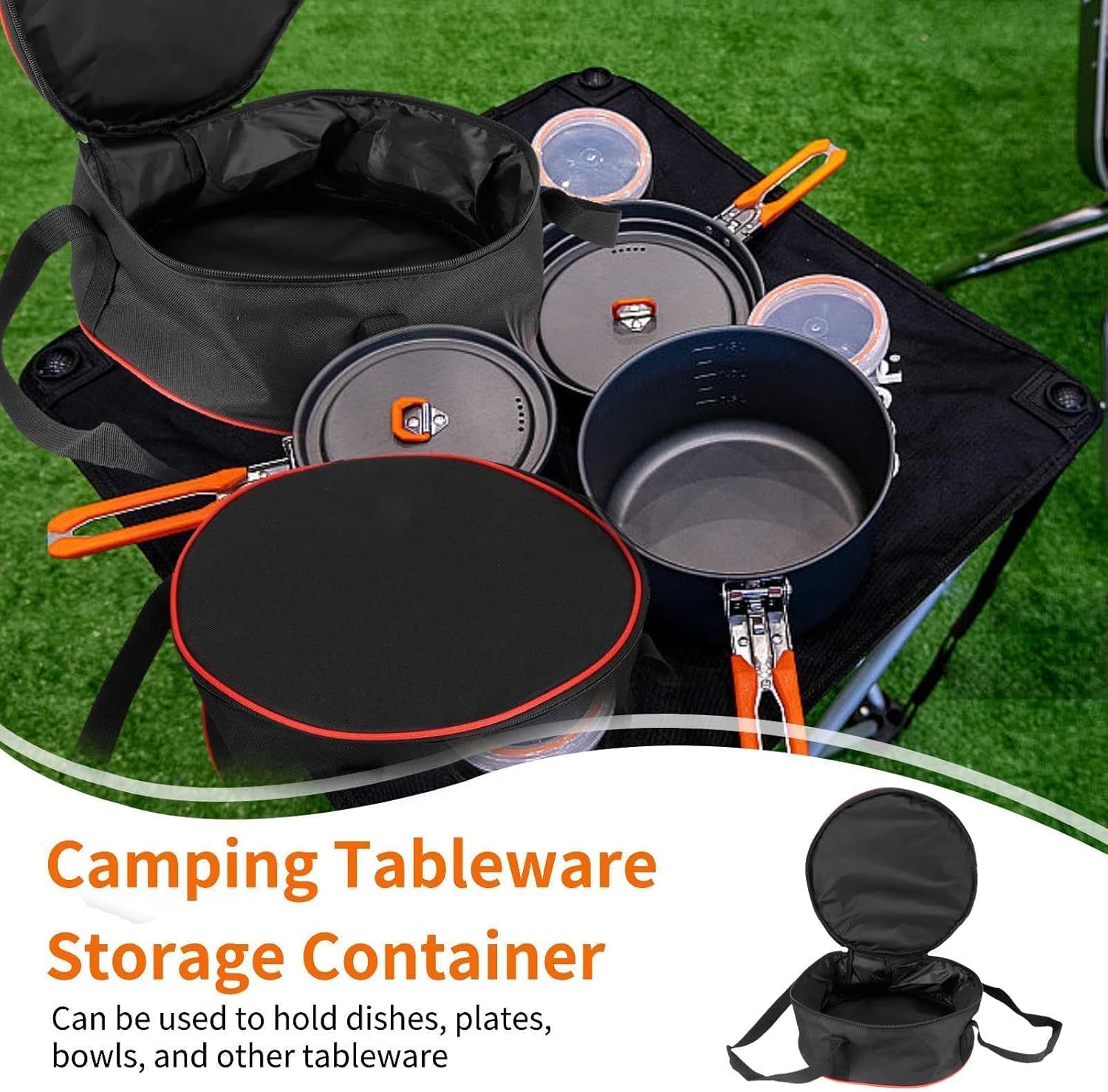 Camping Utensils Storage Bag Camping Dinnerware Organiser with Handles and Double Zippers Plate Holders Dinnerware Storage Container for Plates Bowls Cups Travel Picnic Barbecue - Image 7