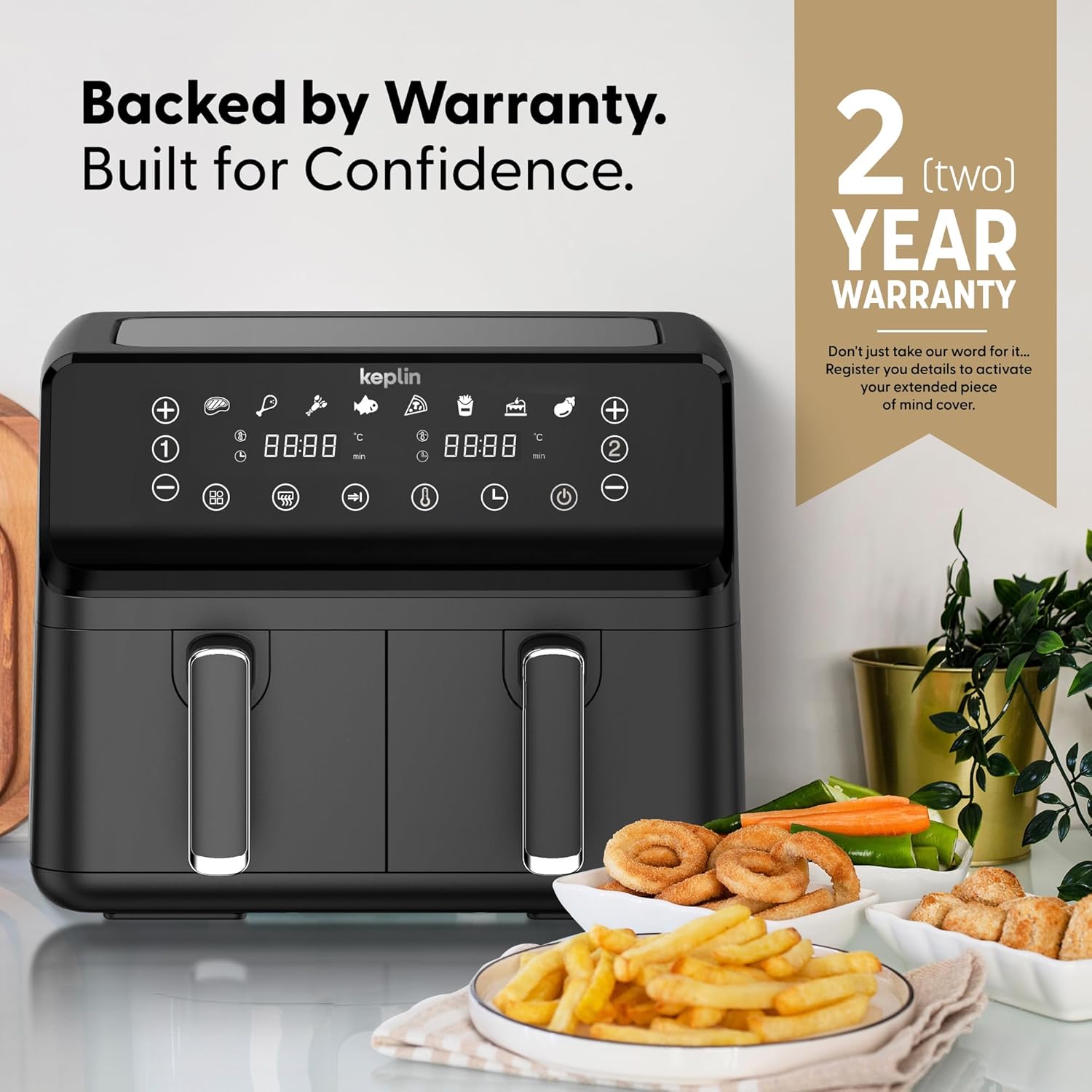 Keplin 9L Dual Zone Air Fryer - 8 in1 Cooking Functions - 2700W Energy-Saving Cooker - Extra-Large Capacity for Healthy Meals - Roast, Bake, Dehydrate, Reheat,- Family Size (9L)- 2 Years Warranty - Image 6