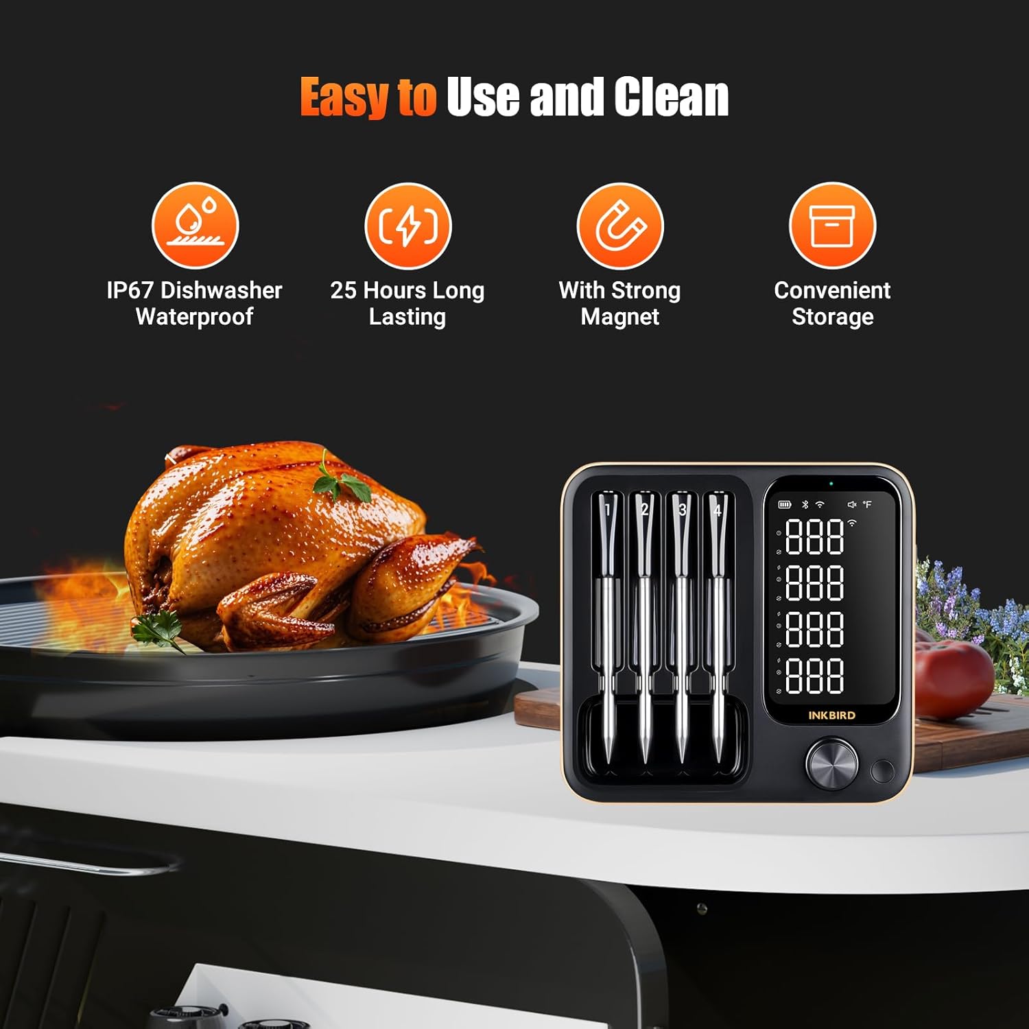 INKBIRD Wireless Meat Thermometer, WiFi & Bluetooth Meat Thermometer with 4 Probes,Unlimited Rang Food Temperature Probe with Smart APP for BBQ Grill Oven Smoker - Image 5