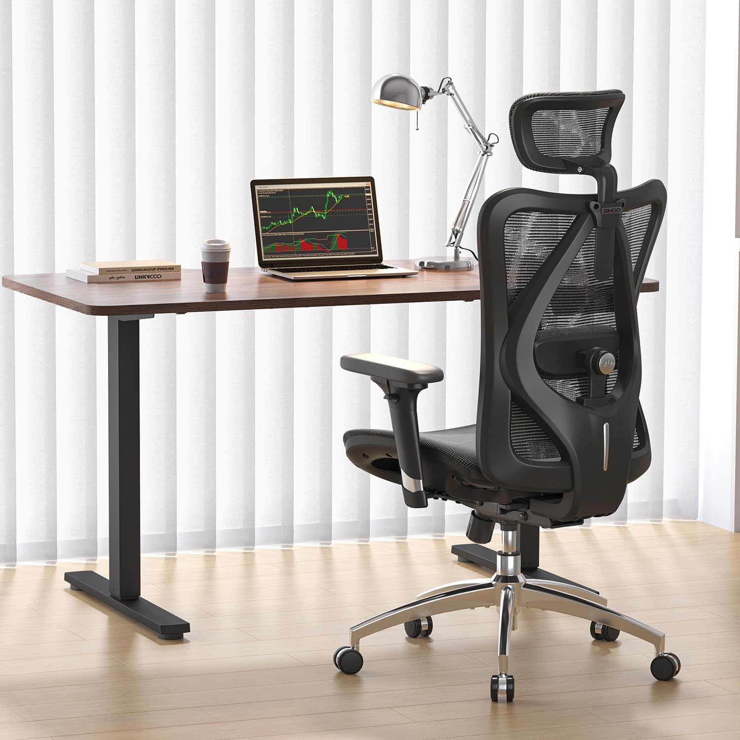 SIHOO Ergonomic Office Chair Mesh Desk Chair with Adjustable Lumbar Support 3D Armrests Breathable High Back Computer Chair (Black) - Image 2