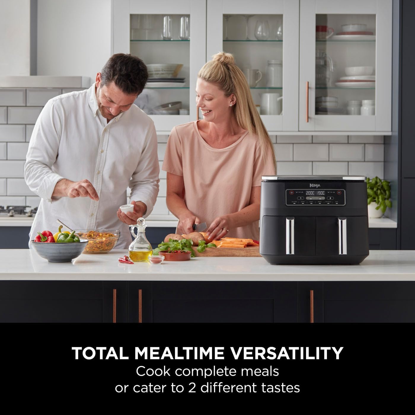 Ninja Foodi Dual Zone Digital Air Fryer, 2 Drawers, 7.6L, 6-in-1, Uses No Oil, Air Fry, Max Crisp, Roast, Bake, Reheat, Dehydrate, Cooks 4-6 Portions, Non-Stick, Dishwasher Safe Baskets, Black AF300UK - Image 10
