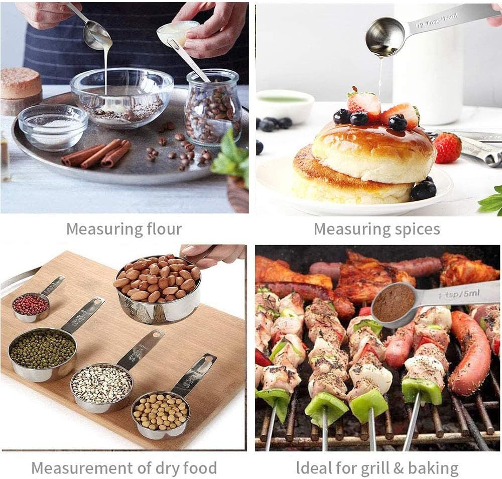 Measuring Cups & Spoons Set of 12 -VBOK IGFE Premium Stainless Steel 5 Measuring Cups and 6 Measuring Spoons with Leveler,for Dry and Liquid Ingredient - Image 5