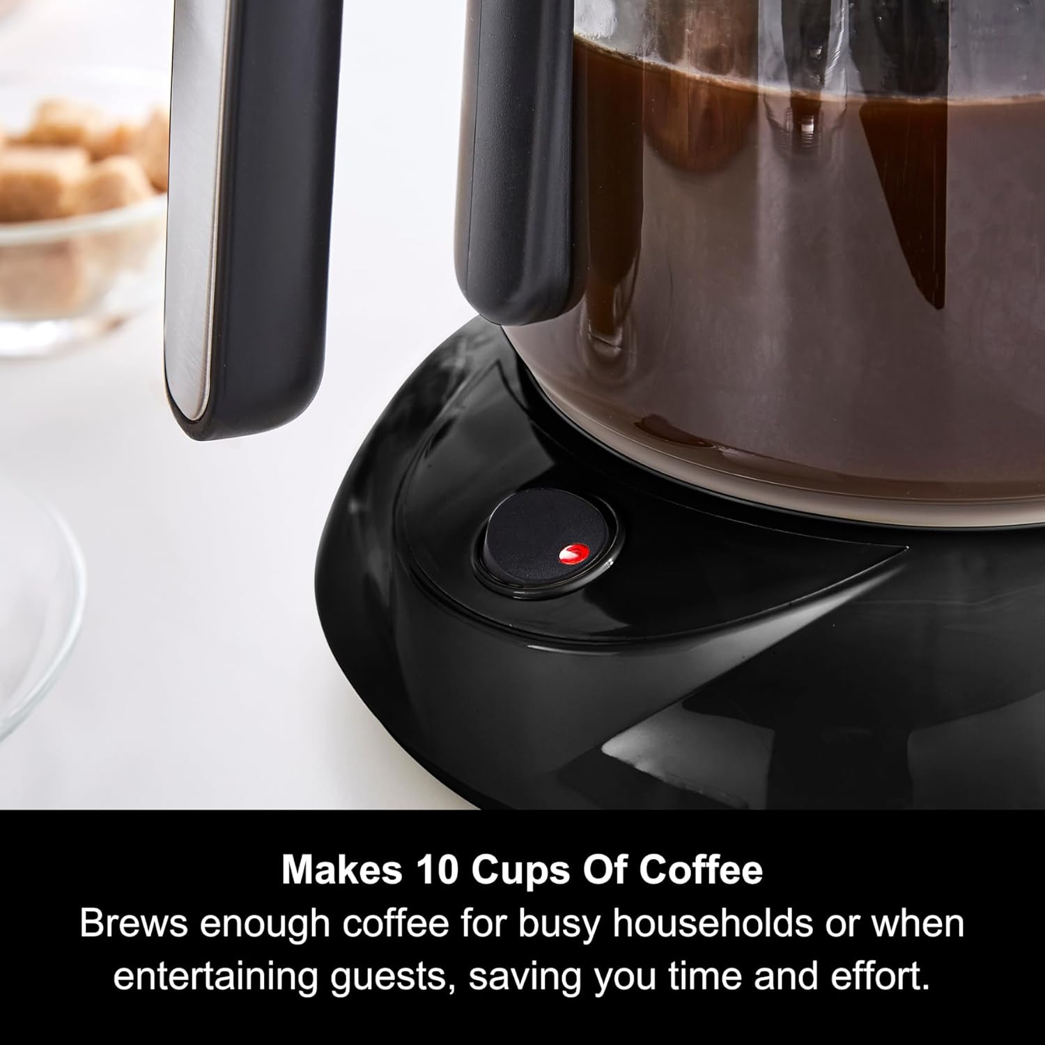 Morphy Richards Equip Filter Coffee Machine, Coffee Maker for Instant Coffee, Pour Over Technology, 10 Cup, Anti Drip, Reusable Filter, Keep Warm, Aroma Blender, Black/Brushed Steel, 162501 - Image 6