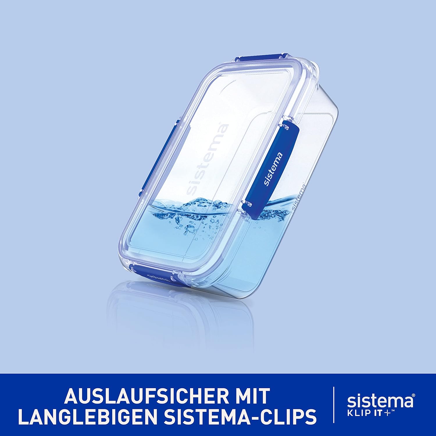 Sistema KLIP IT PLUS Leakproof Food Storage Containers | 1 L | AirtightStackable & Nestable Meal Prep Containers with Lids | School Lunch Boxes | 3 Count - Image 2