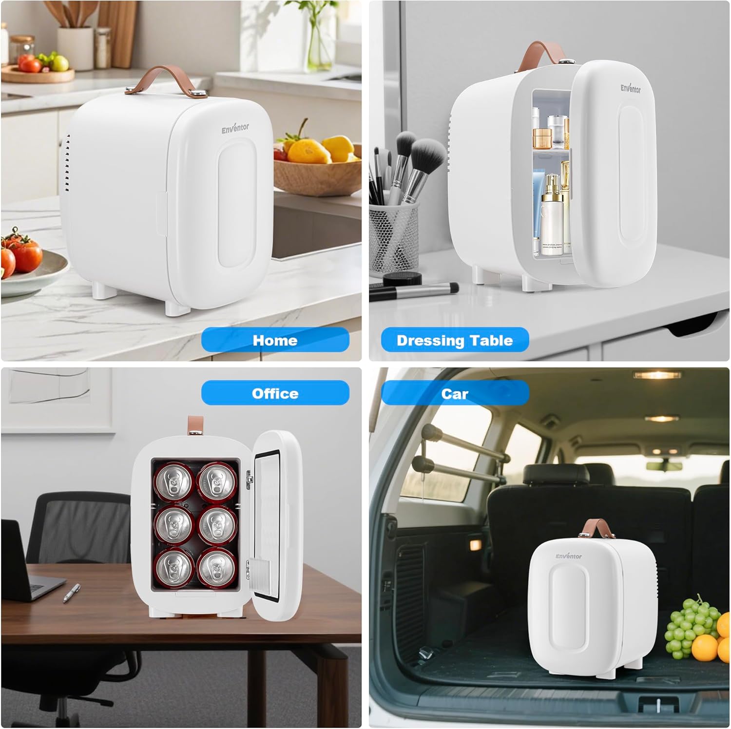 Enventor Mini Fridge 4 Litre/ 6 Can, AC+12V DC Power, Portable Cooler & Warmer, Small Fridge for Bedrooms, Car, Skincare, Fruit and Drinks, White - Image 7