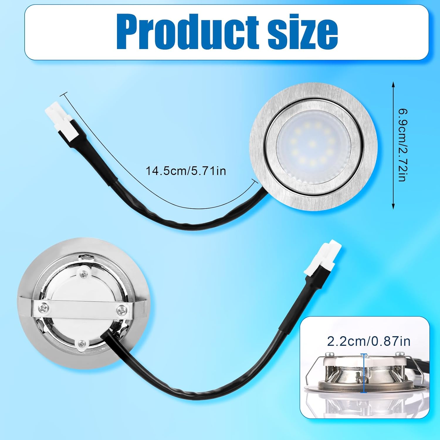 2pcs Range Hood Light Bulbs, Stainless Steel Range Hood LED Light Replacement Recessed Kitchen Range Hood Light Bulb DC 12V Range Hood Light for Kitchen - Image 2