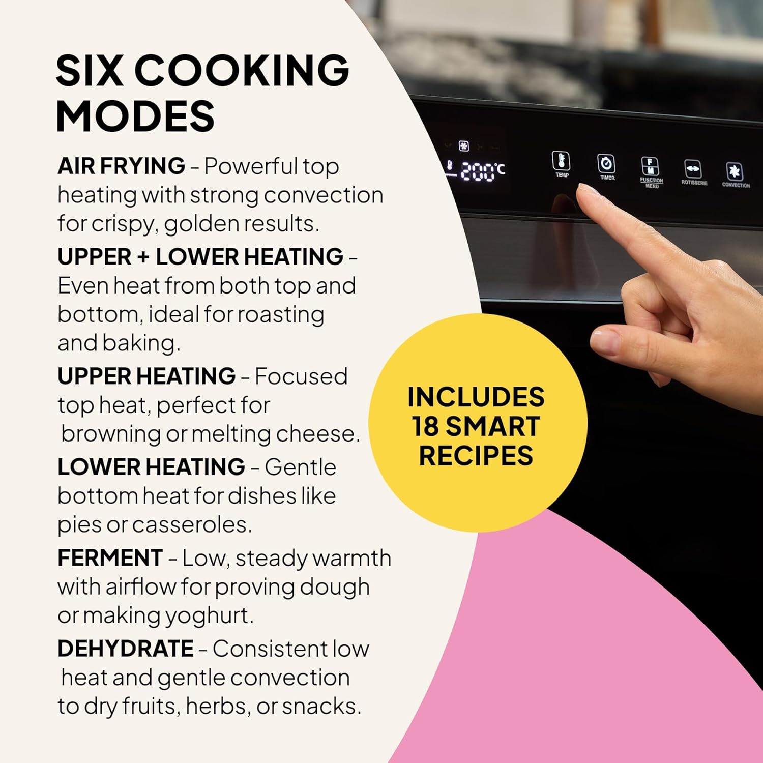Fridja f77 30L Super Oven Pro - Premium Digital LED Air Fryer Oven - 18 Intelligent Presets, Rotisserie Function, Easy to Clean, Fast, Powerful and Versatile, Stainless Steel Interior, Easier Cooking - Image 6