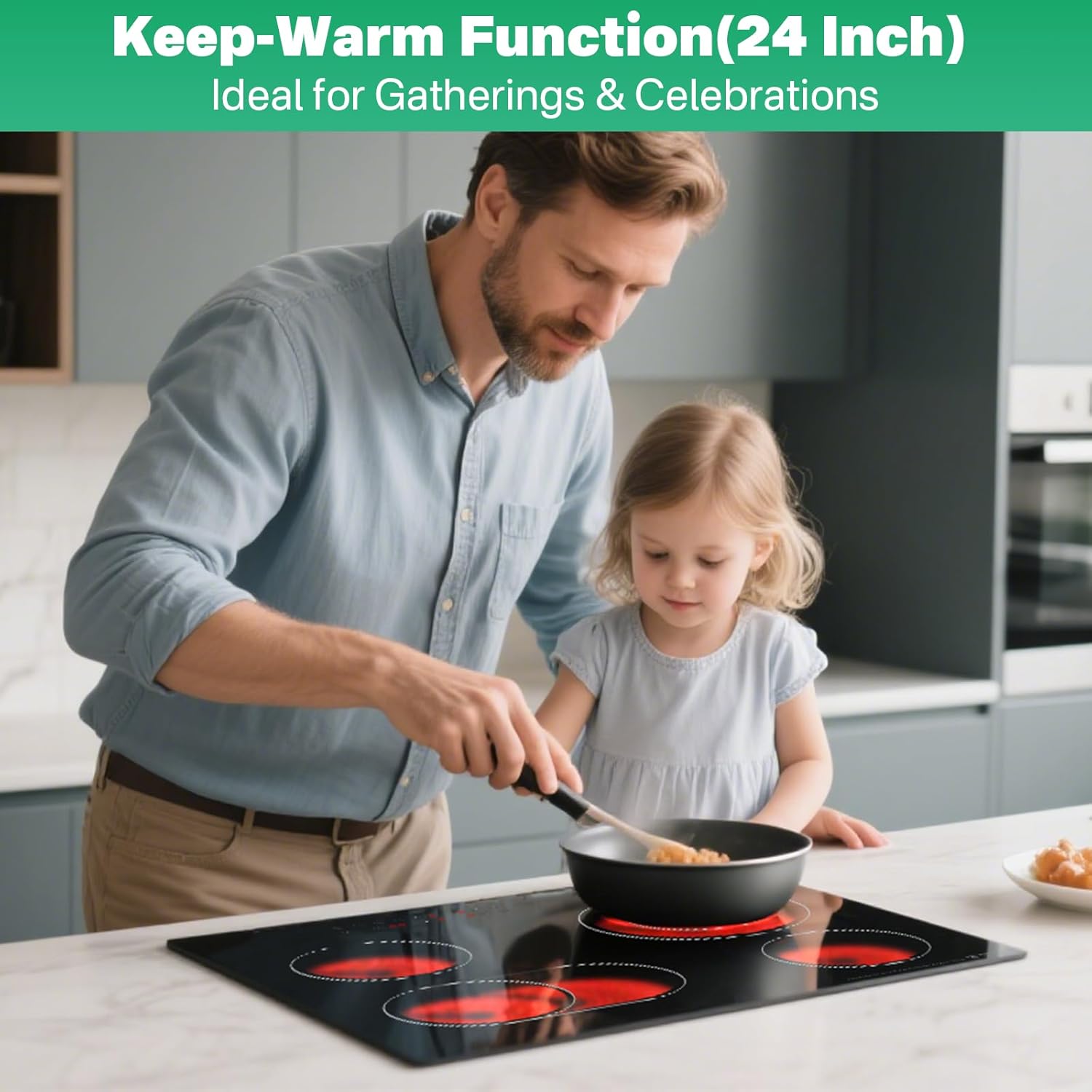 4-Zone Electric Ceramic Hob 6700W, Built-In Touch Control Cooktop, Universal Cookware Compatibility, Black Glass, Timer, Child Lock,Touch Control Electric Ceramic Cooktop - Image 4