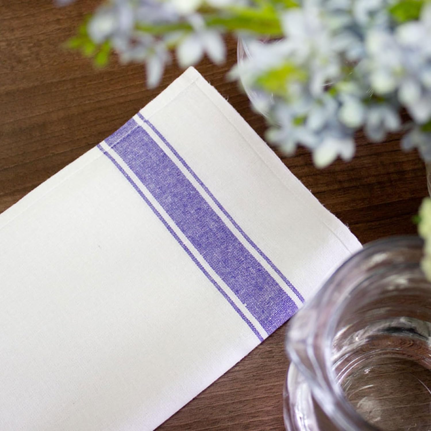 Vision Linens Union Linen Pack Of 5 Kitchen Glass Cloth Tea Towel Assorted Red, Blue & Green Striped, 51 x 76cm (20” x 30”), For Drying & Polishing, Cotton Rich, Absorbent, Catering, Professional - Image 7