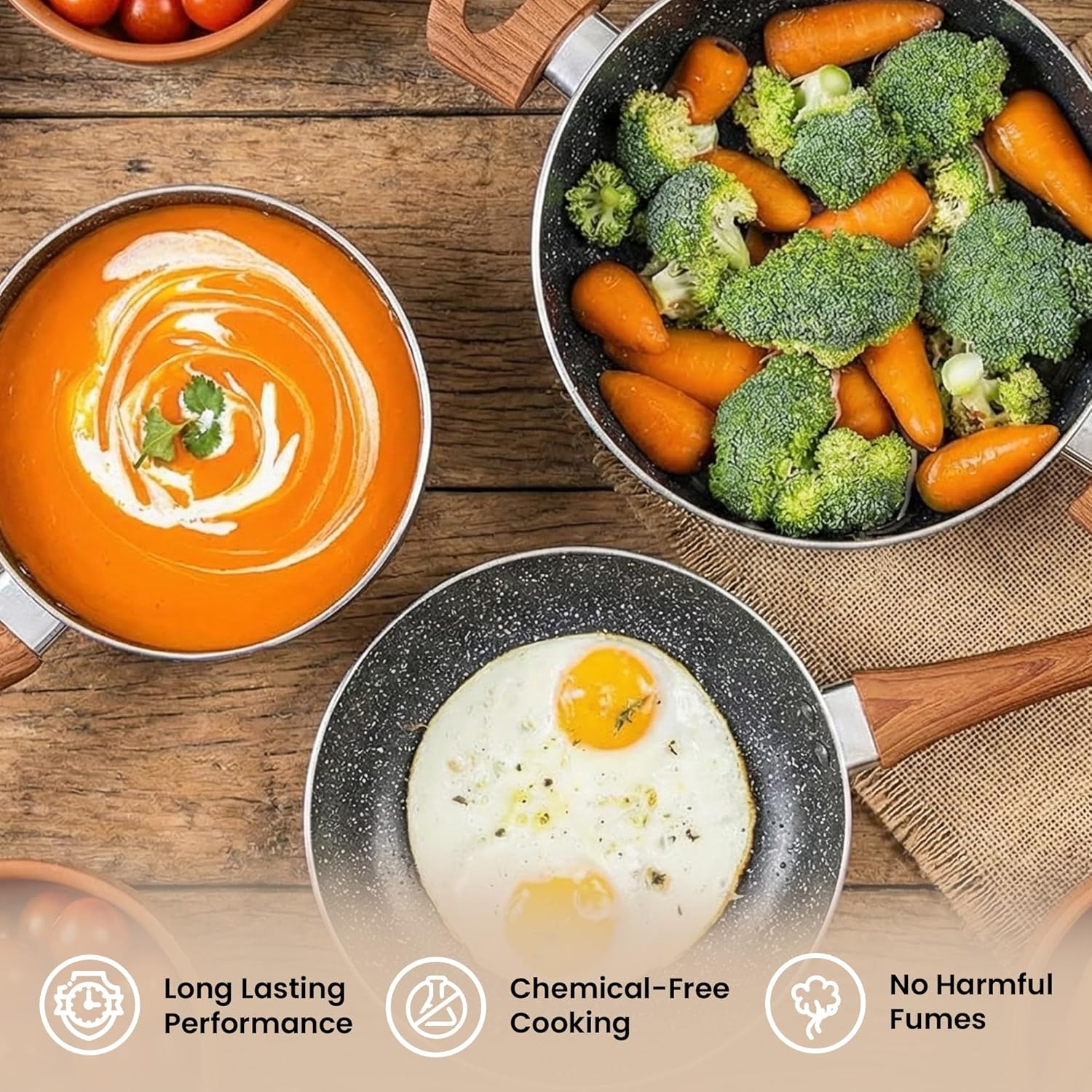 Non Stick Pots and Pans Set – Induction Hob Pot Set – 8pcs Kitchen Cookware with Lids – Cooking Marble Saucepan Pots and Frying Pans – by Nuovva - Image 6