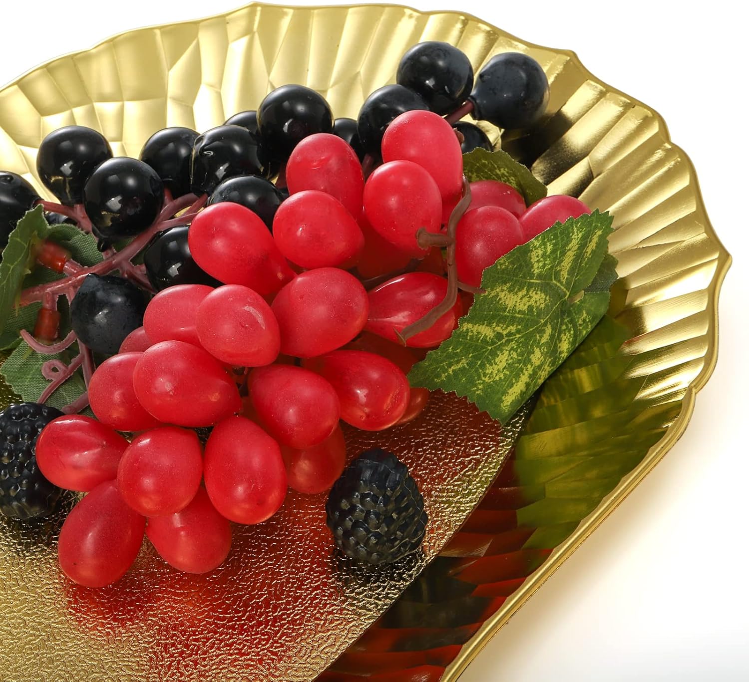 AVLA 6 Pack Gold Serving Platter, Plastic Serving Tray, Reusable Party Snack Serving Tray, Decorative Food Appetizer Platters for Dessert Table, Cupcake, Charcuterie, Cookies, 14" x 8.5" - Image 5