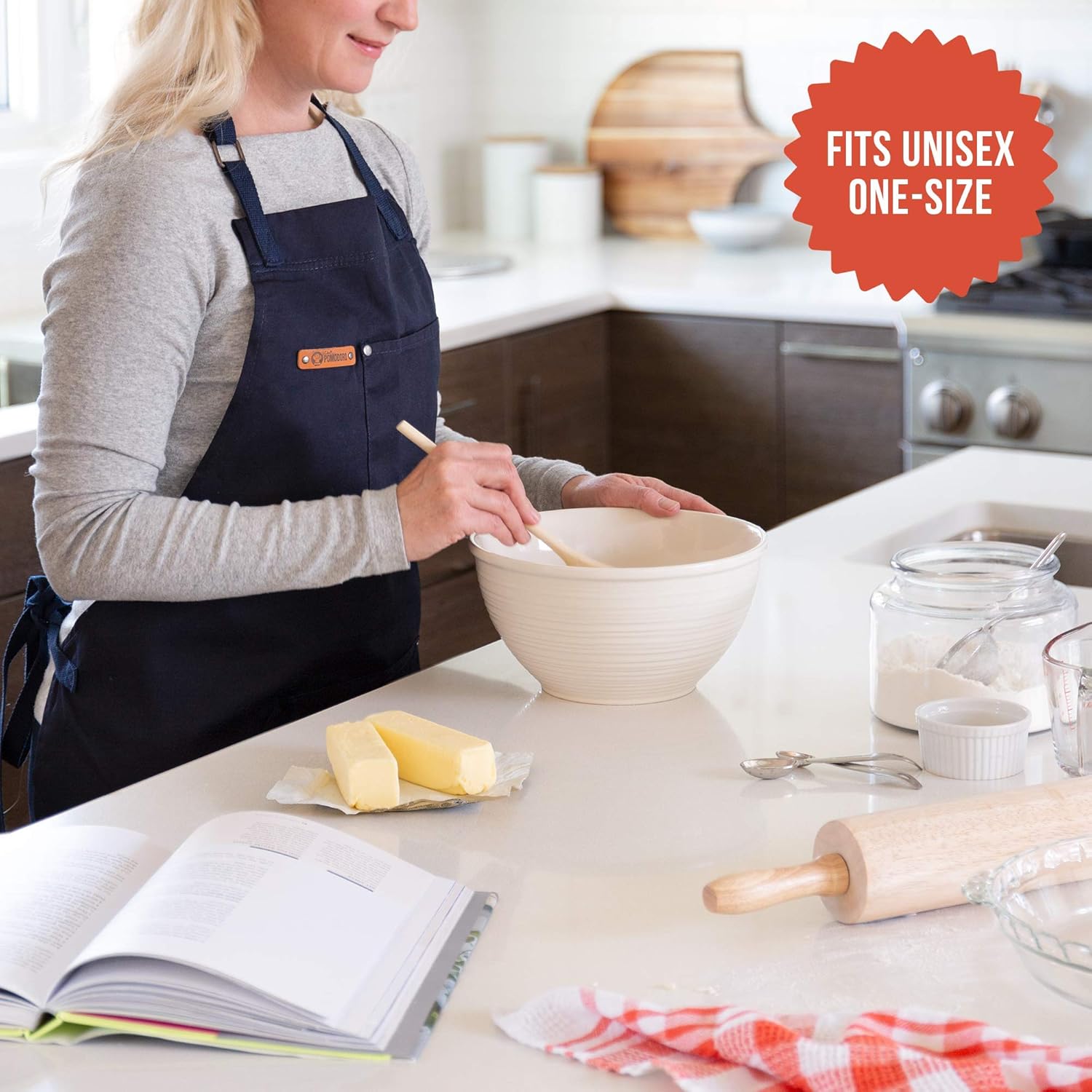 Chef Pomodoro Chef Apron - Top Recommended - Adjustable Pockets, Bibs - Designed for Home, Kitchen, BBQ, Grill Use - Image 6