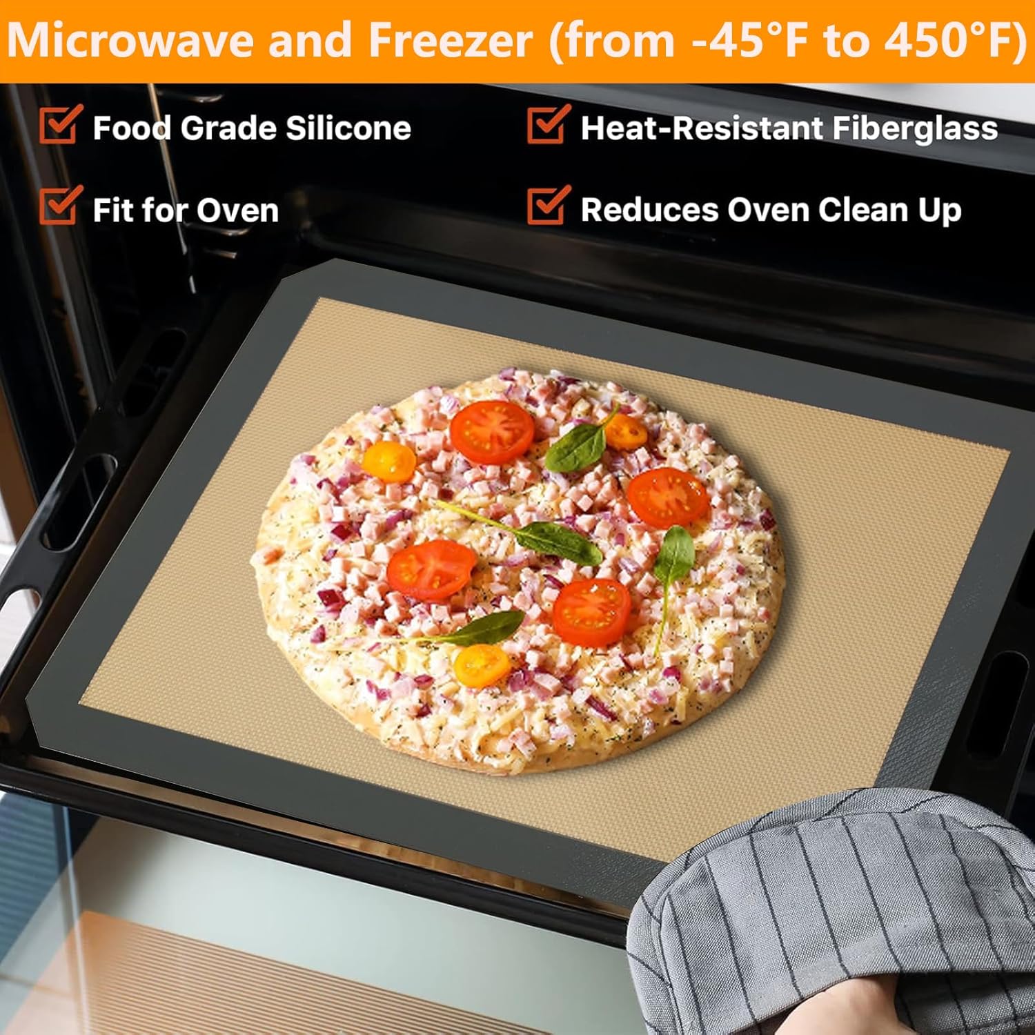 3 Pack Silicone Baking Mat, 16.5"x11.6"(42 x 29.5 cm), BPA Free Non-Stick Bakeware Mat Set, Heat-Resistant, Reusable Silicone Baking Sheets for Microwave Oven, Baking Tray, Baking Pan - Image 6