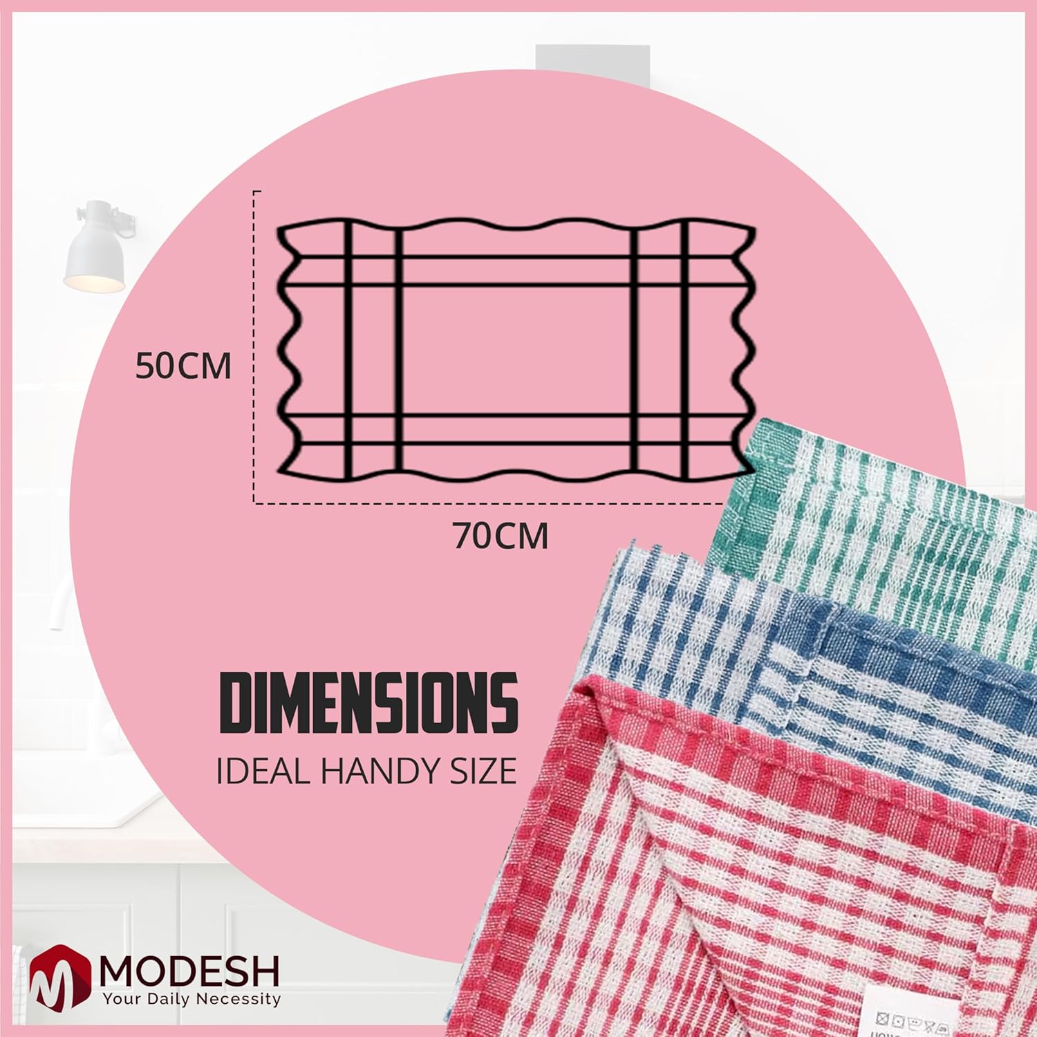 Tea Towels 100% Cotton Kitchen Tea towels with Highly Absorbent Quality - Lint Free Quick Dry Long Lasting Catering Bar Towel - Assorted Colors (Pack of 10 || Red + Blue + Green) (1 count(Pack of 10)) - Image 6
