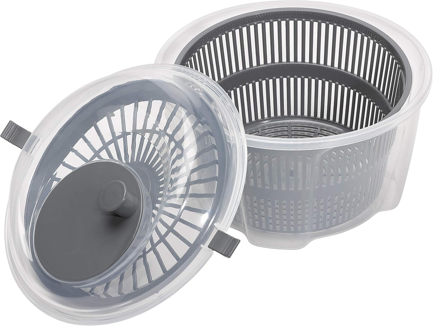 Chef Aid Clear Plastic Salad Spinner & Vegetable Dryer, 4.4 Litre Capacity, Easy Spin Mechanism, 24.5cm x 16cm - Image 3