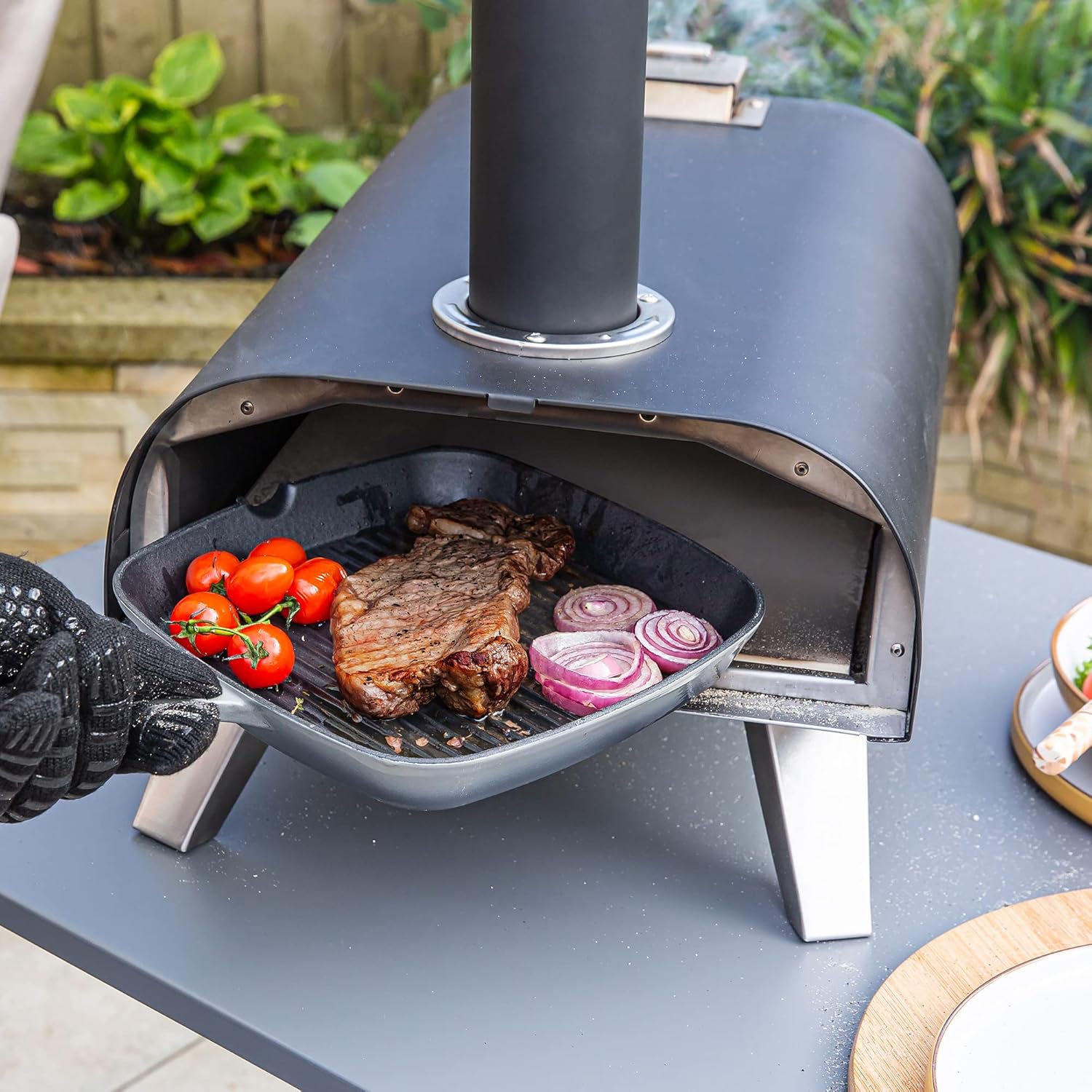 Zanussi ZPO1BPC Outdoor 12 Inch Wood Pellet Portable Wood Fired Pizza Oven with Paddle and Cover in Black, BBQ Oven & Smoker, Stainless Steel Foldable Legs - Image 12
